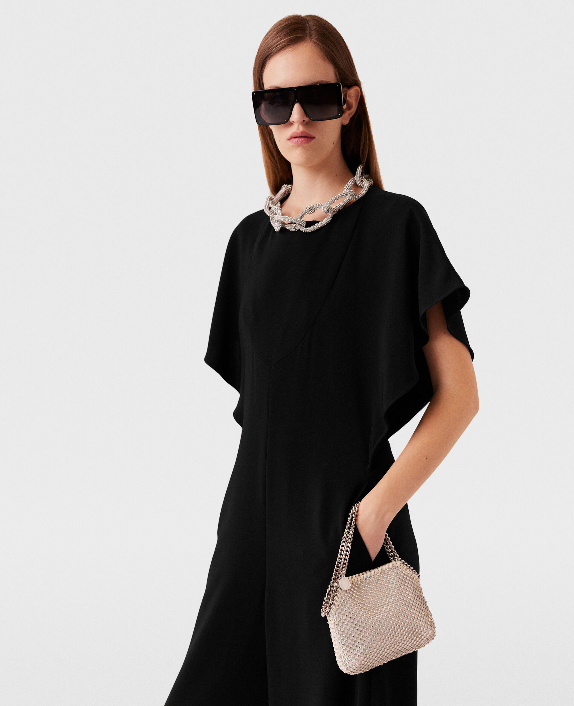 Crystal Chain Maxi Jumpsuit-Black-large image number 2