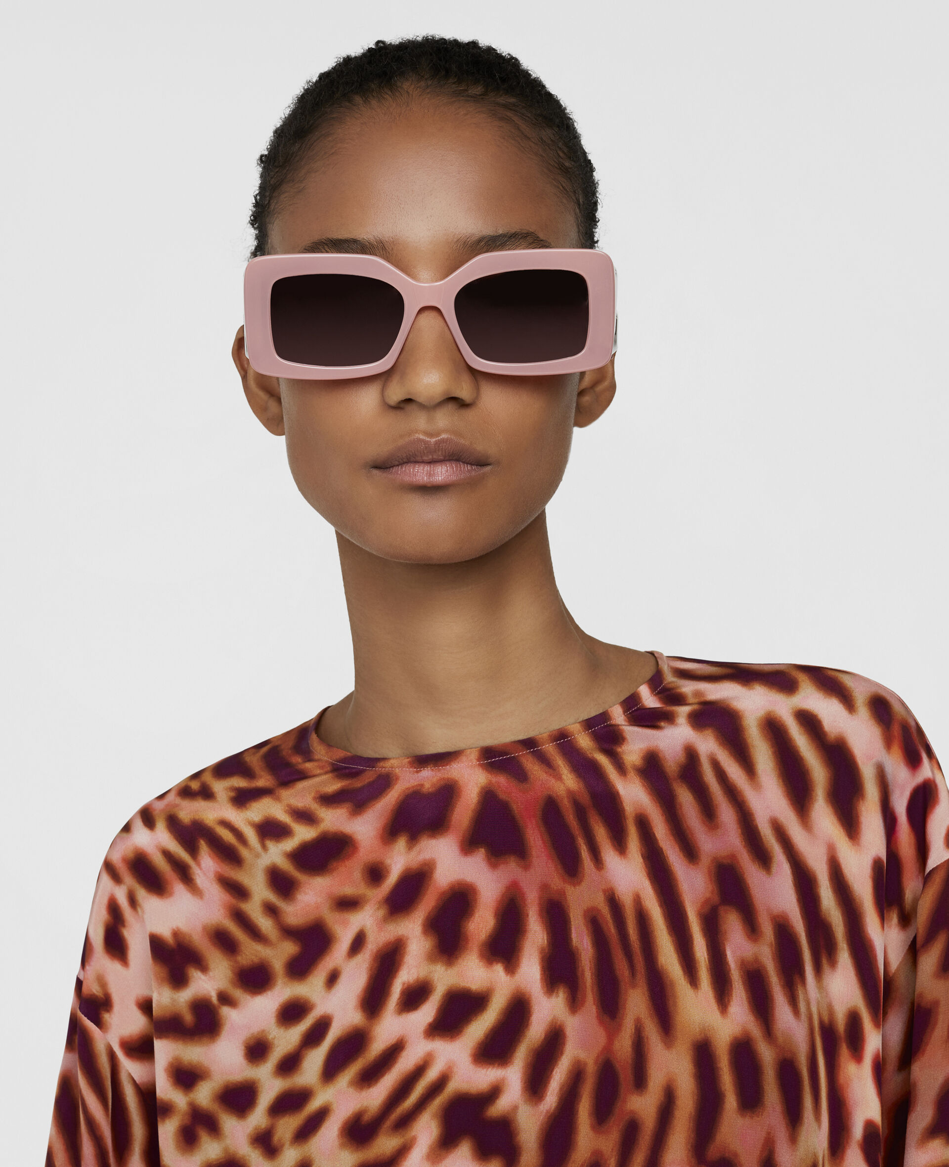 Cheetah Print Wrapped Silk Dress-Pink-large image number 3