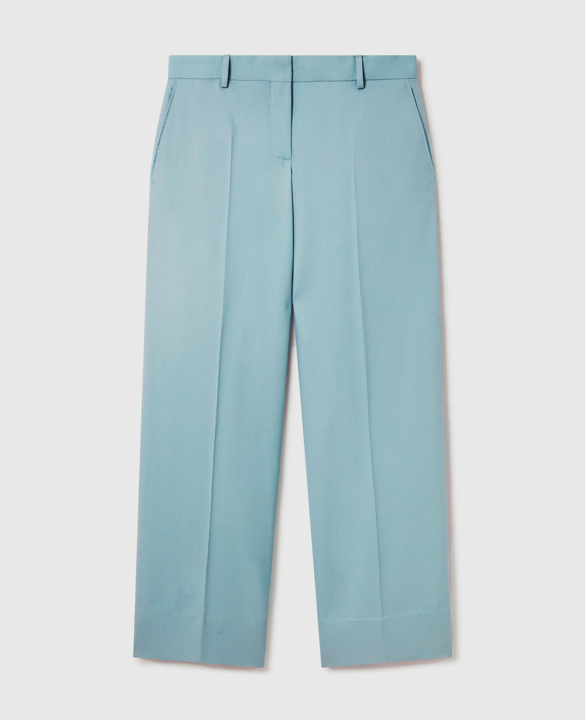 Pleated Straight-Leg Trousers-Blue-medium Pleated Straight-Leg Trousers-Blue-medium