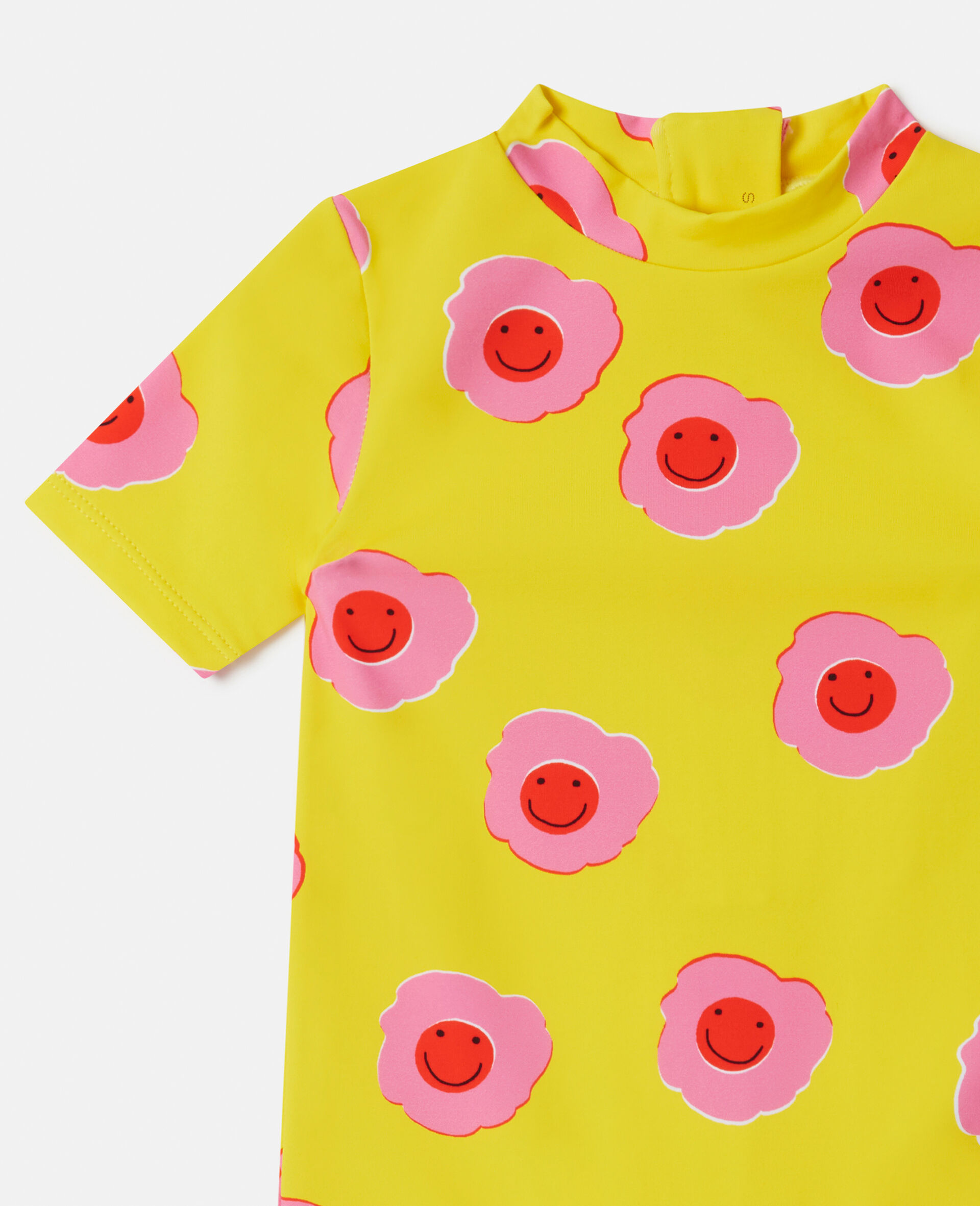 Graphic Flower Print Frill All-in-One Swimsuit-Multicolour-large image number 1