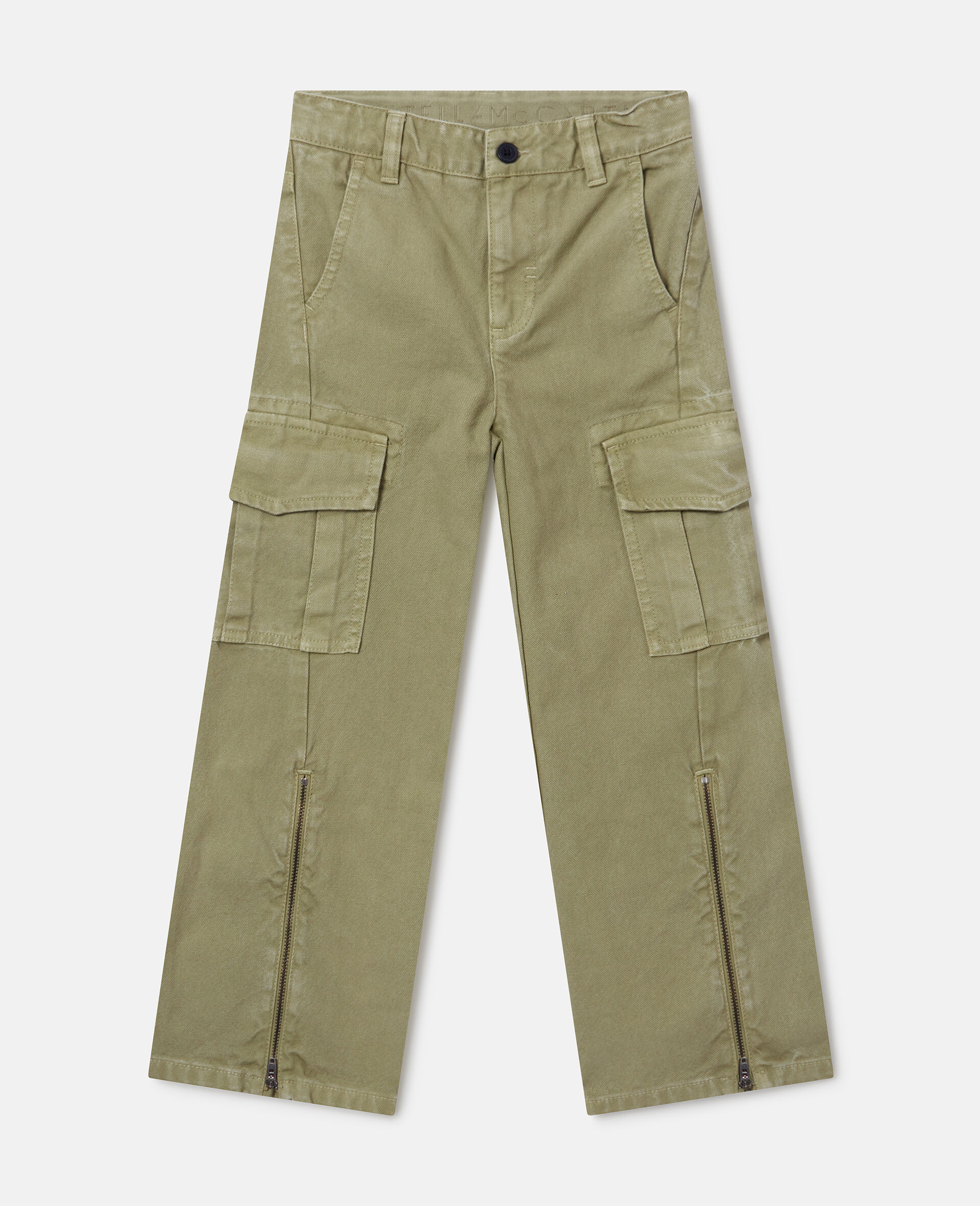Zip Detail Trousers-Green-medium
