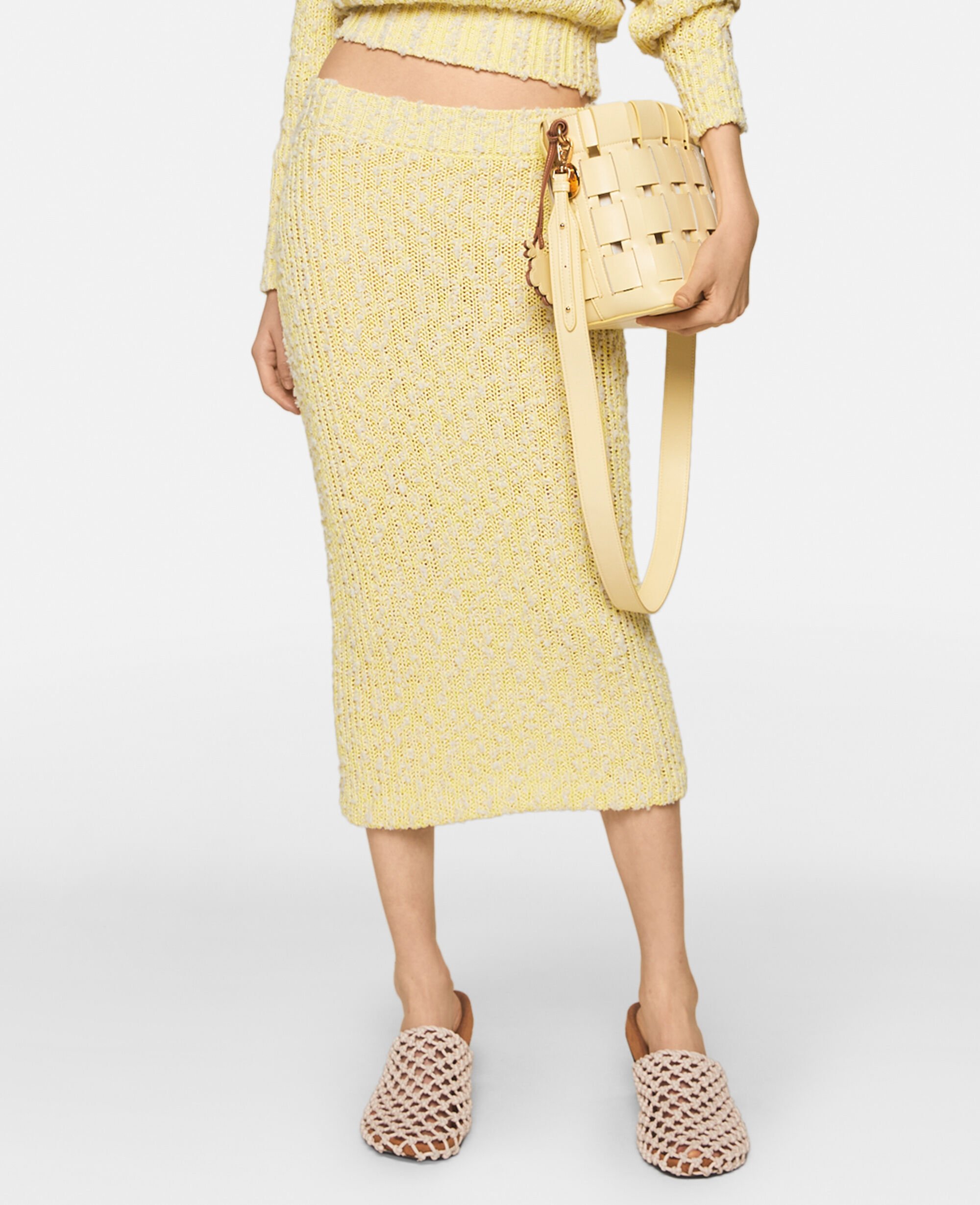 Yellow knit midi skirt sale