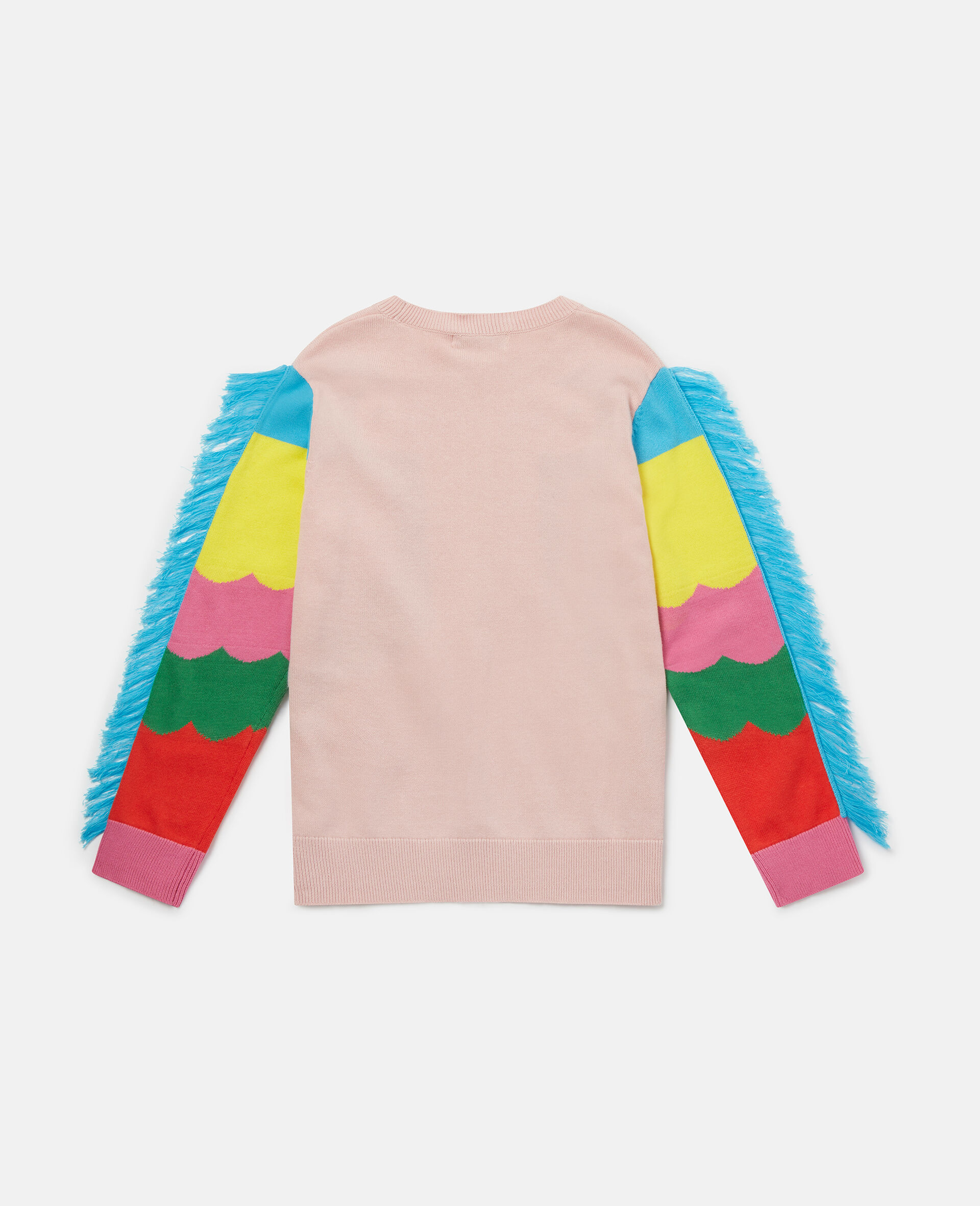Double Parrot Intarsia Knit Fringed Jumper-Pink-large image number 2