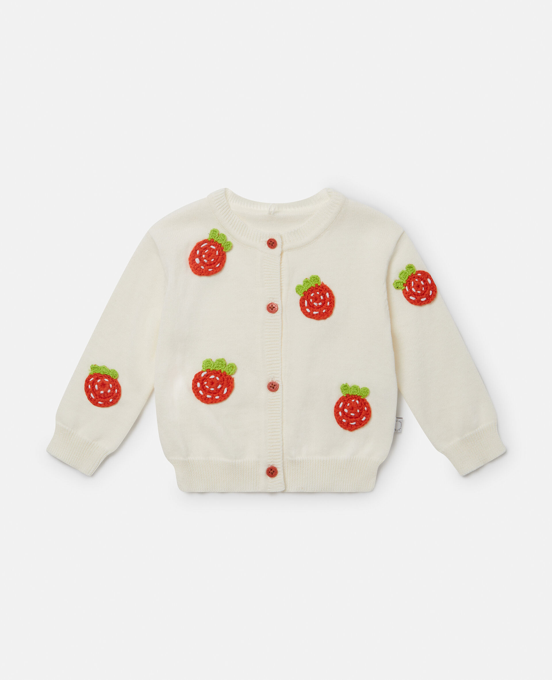Cardigan en crochet avec fraise-Cream-large image number 0