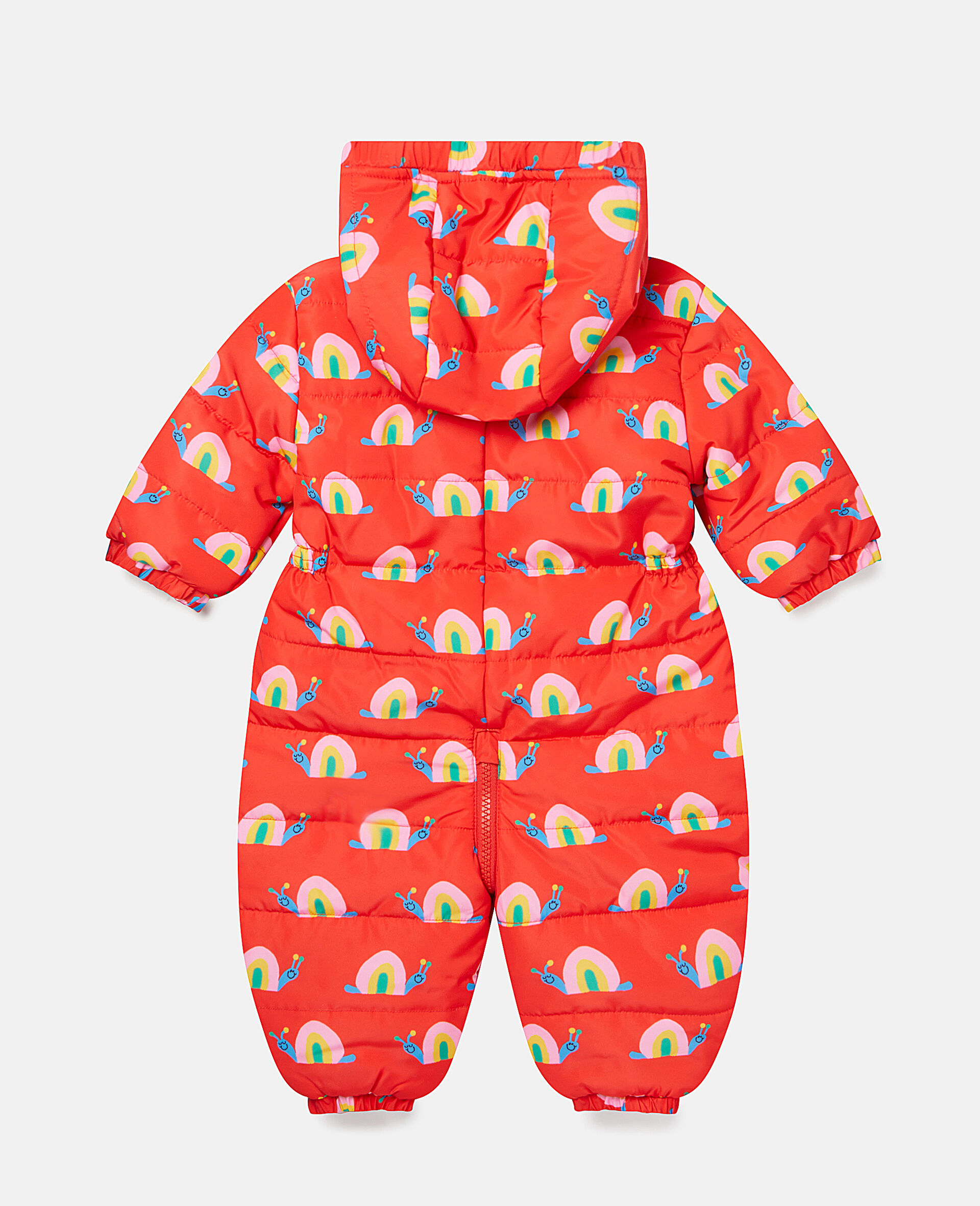 All In One Snail Print Puffer Suit-Red-large image number 3