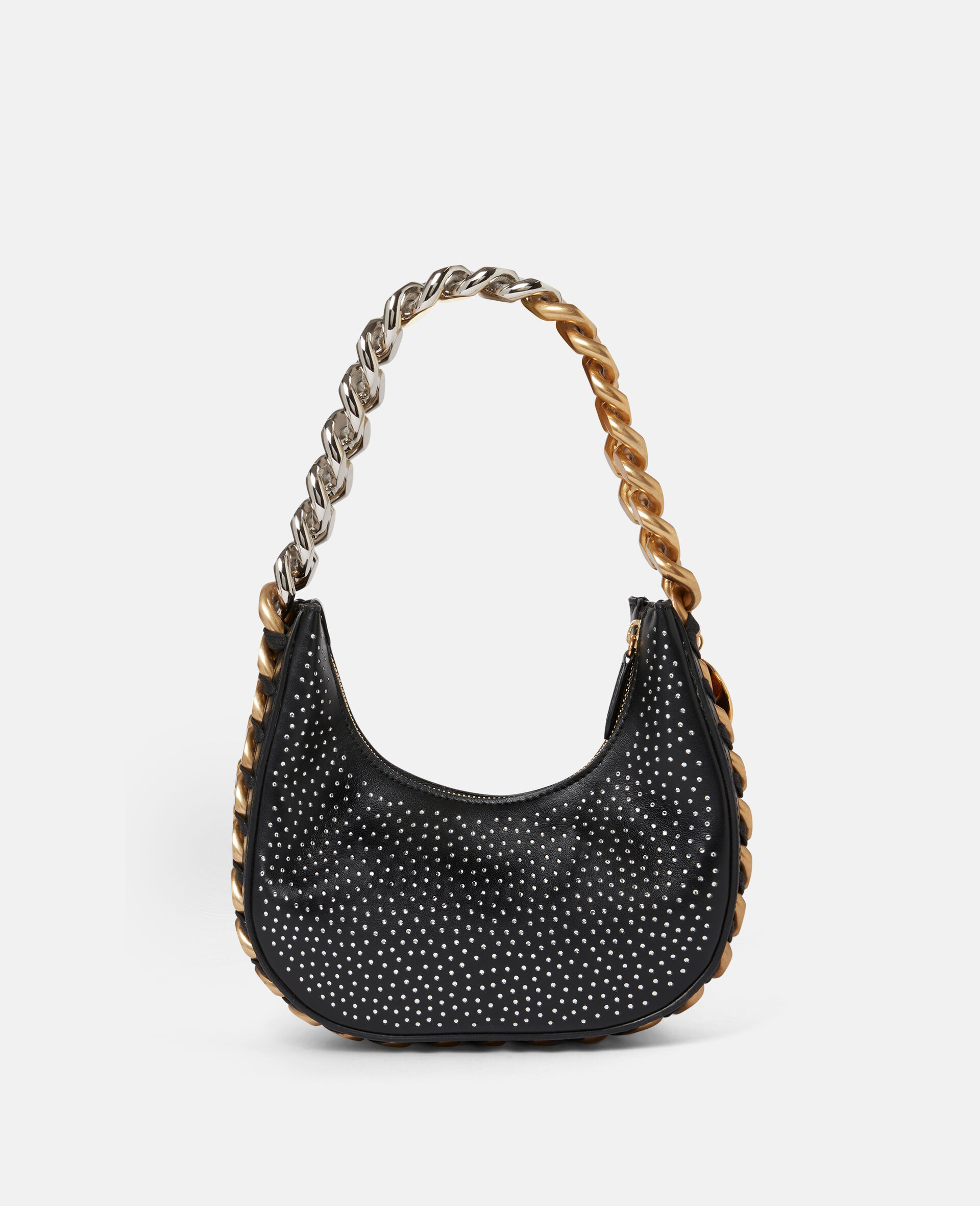 Frayme Zipped Mini Hobo Bag-Black-large image number 2