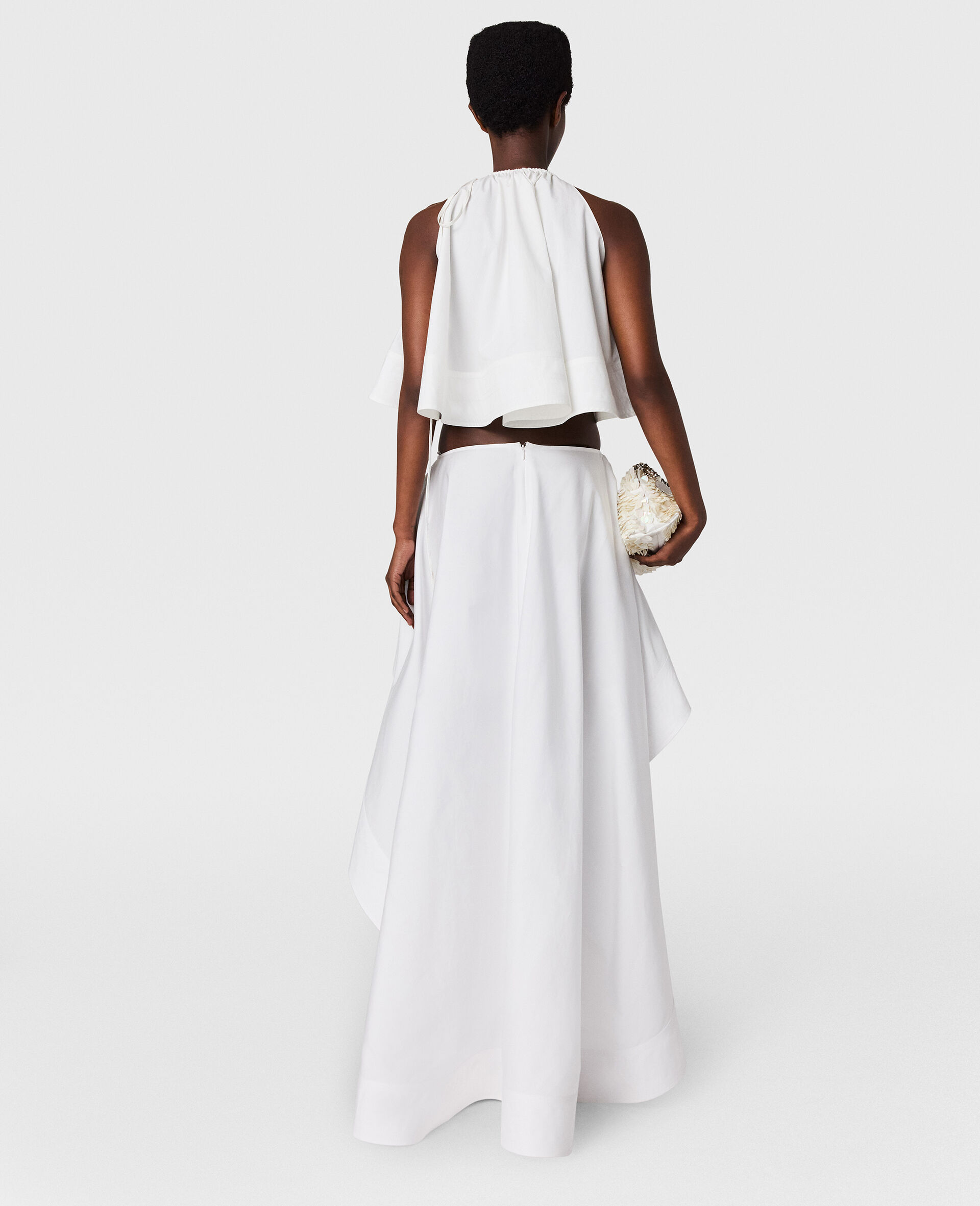 Cotton Poplin Asymmetric Frill Skirt-White-large image number 3