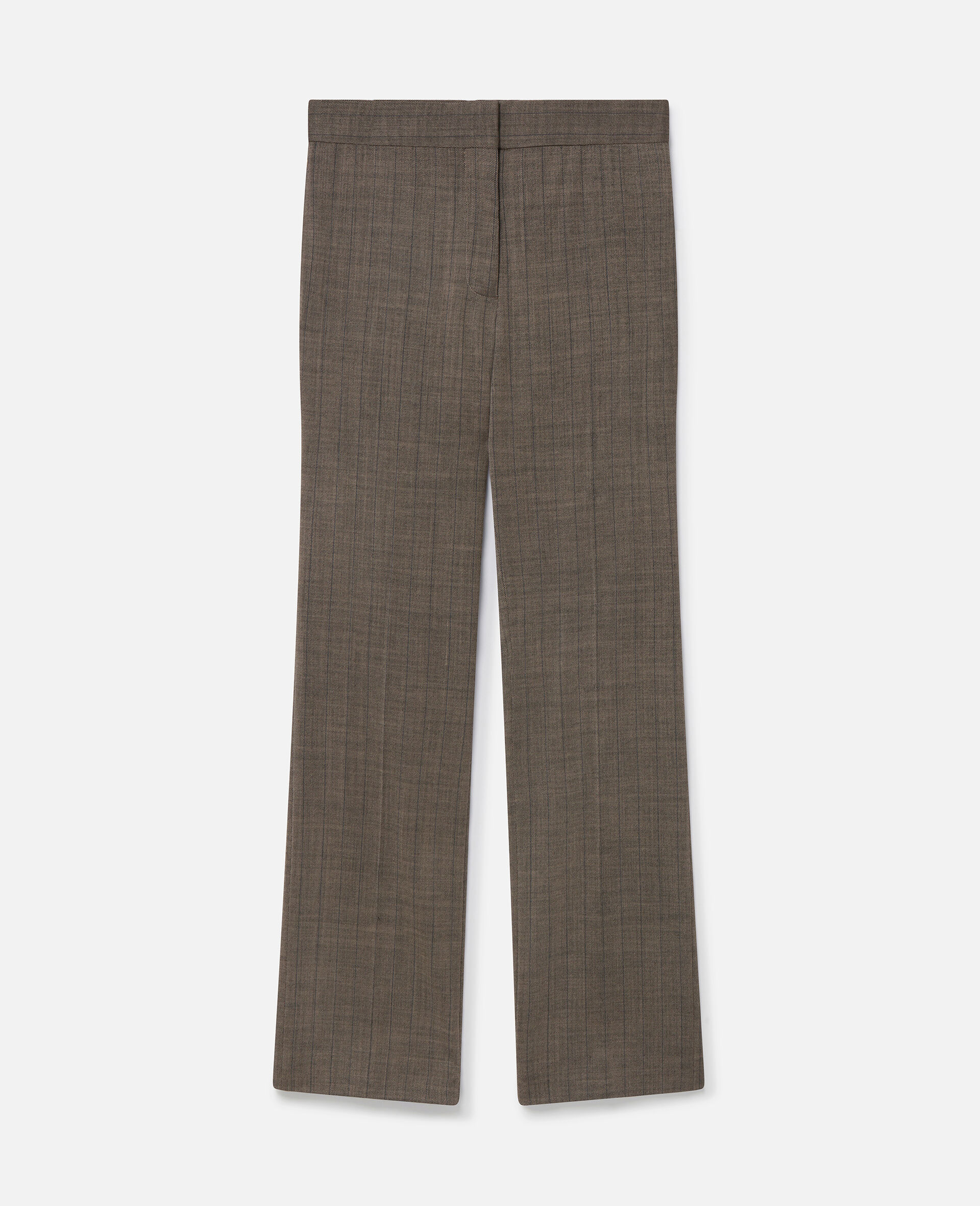 Pinstripe Mid-Rise Straight-Leg Wool Trousers -Grey-medium