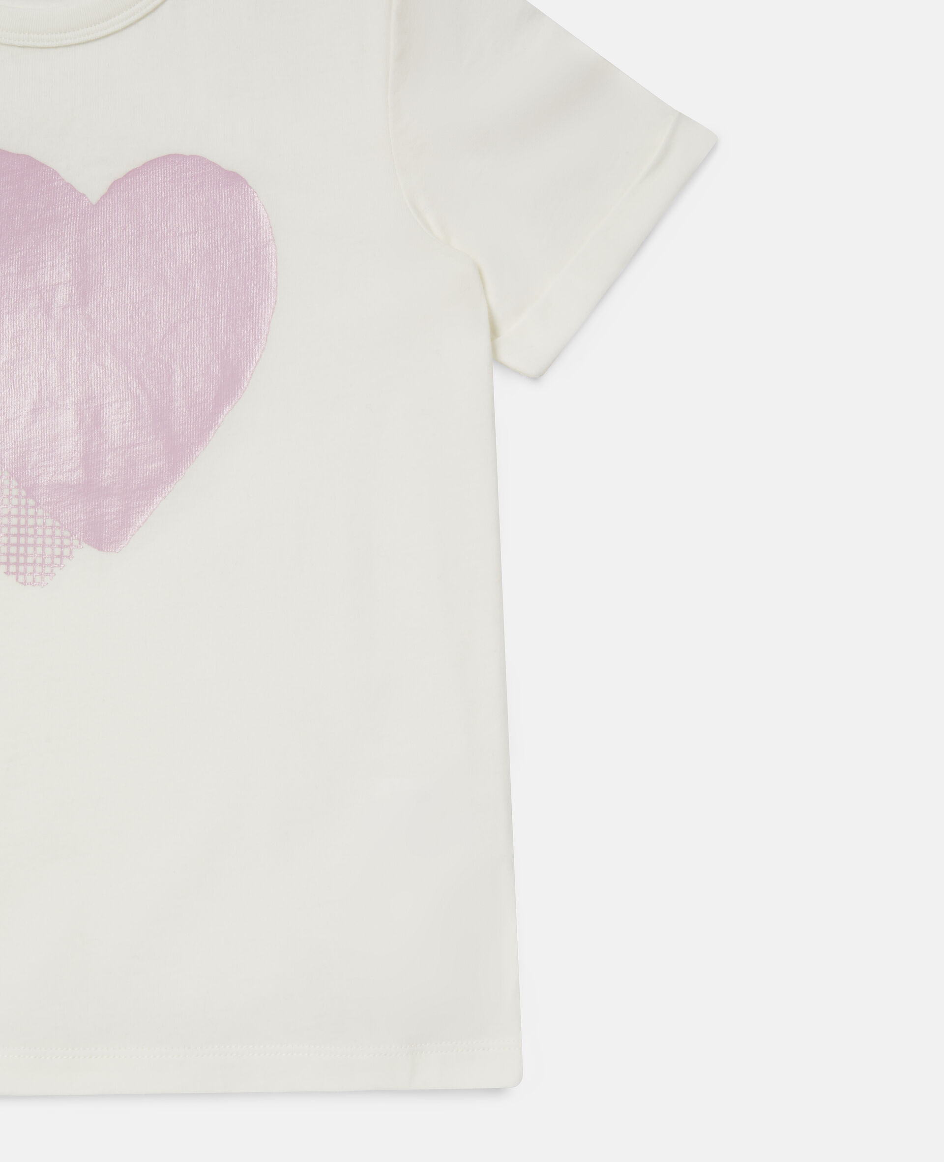 Heart Logo Cotton T-shirt -White-large image number 1
