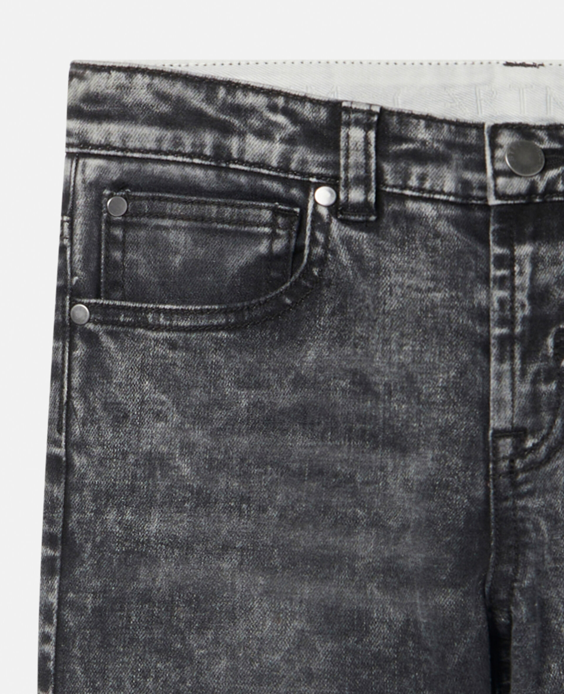 Acid Wash Denim Trousers-Black-large image number 1