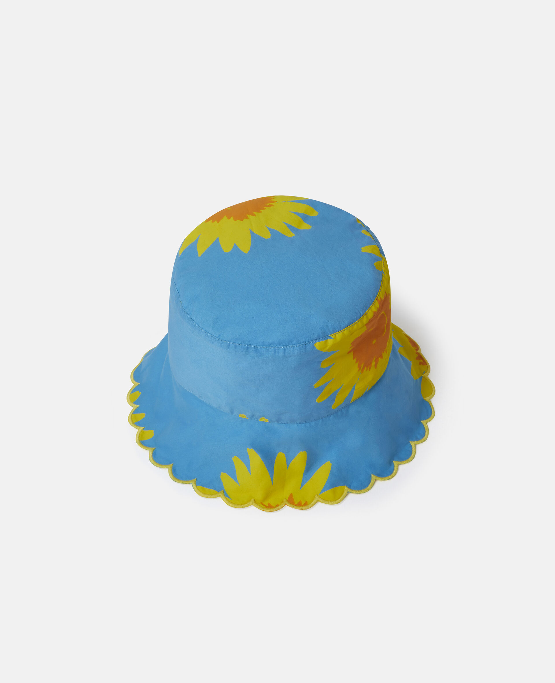 Sunflower Print Cotton Hat-Blue-large image number 1