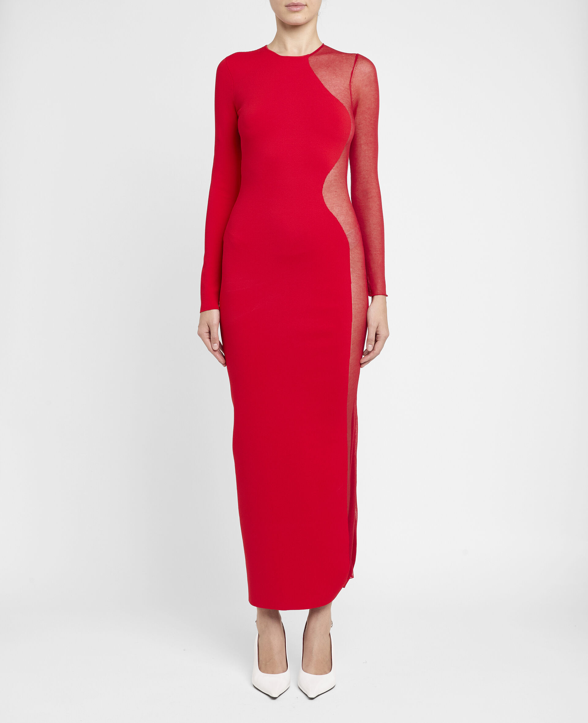 Miracle Long-Sleeve Compact-Knit Dress-Red-large image number 1