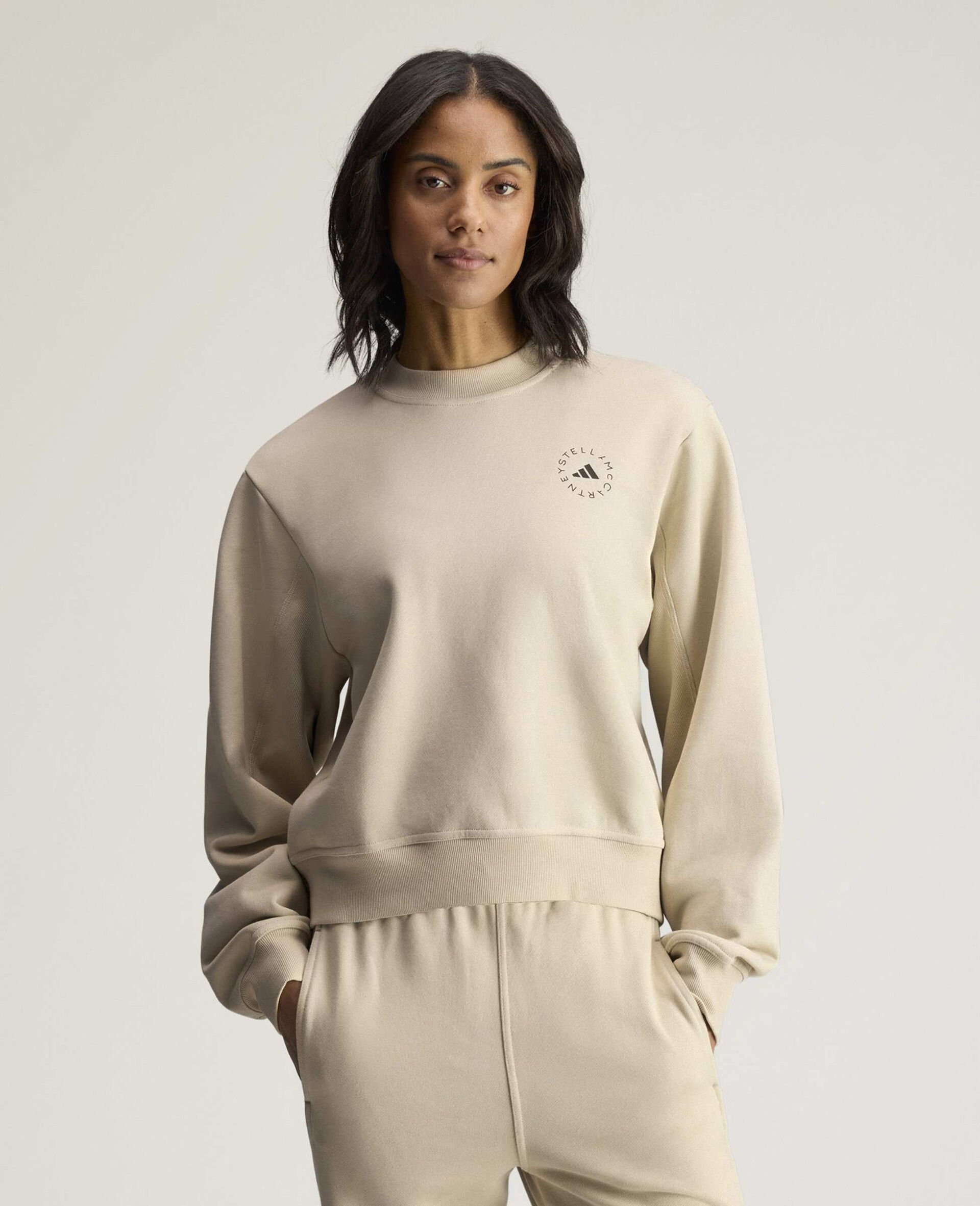 TrueCasuals  Crewneck Sweatshirt-Beige-medium