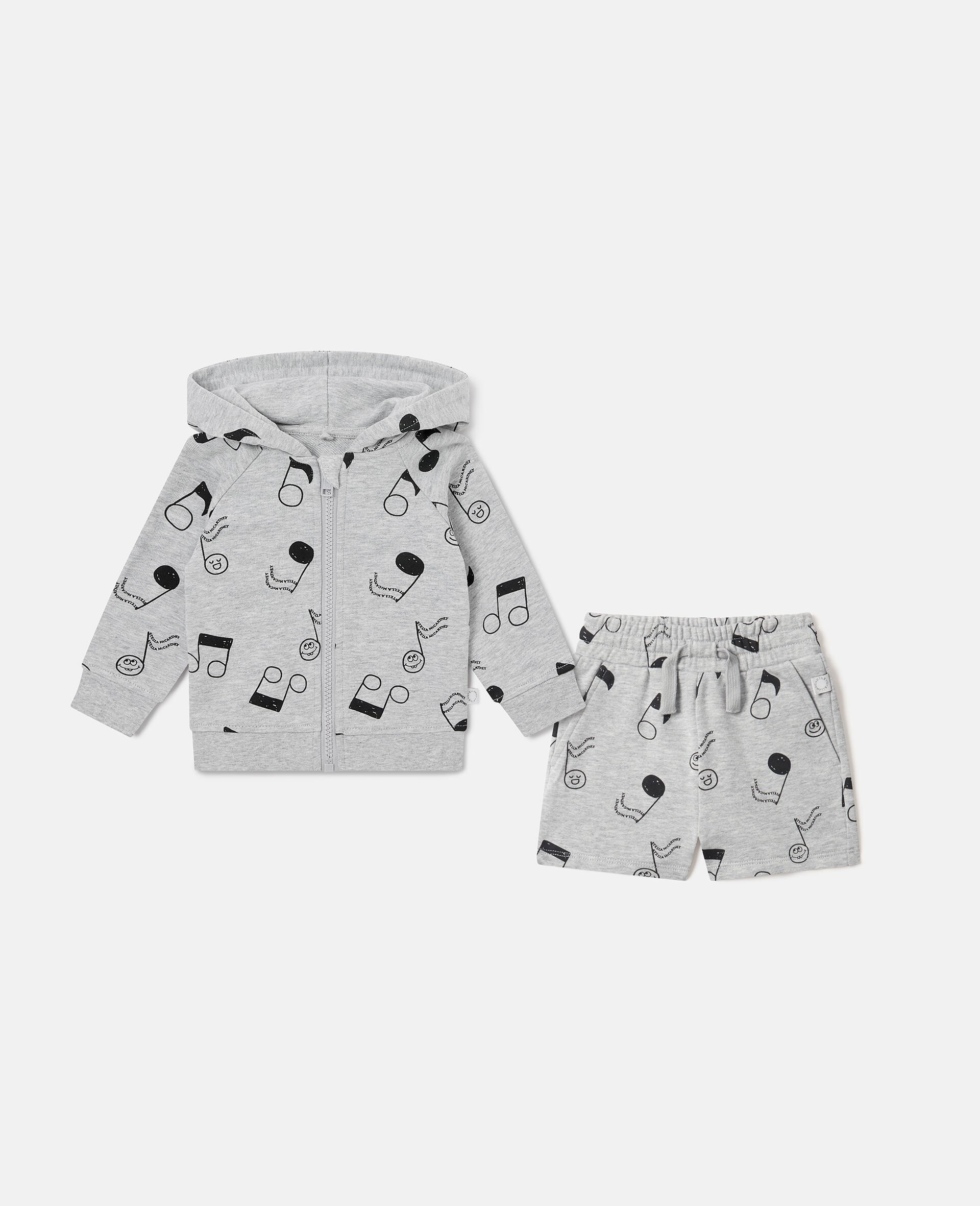 Music Print Tracksuit Set-Grey-medium