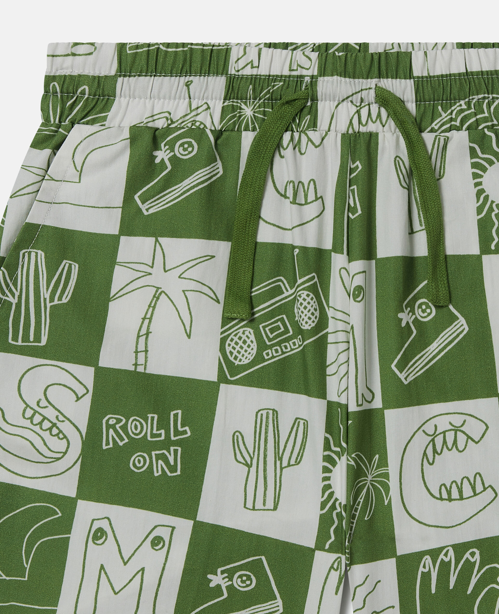 Brand Lettering Check Shorts-Green-large image number 1