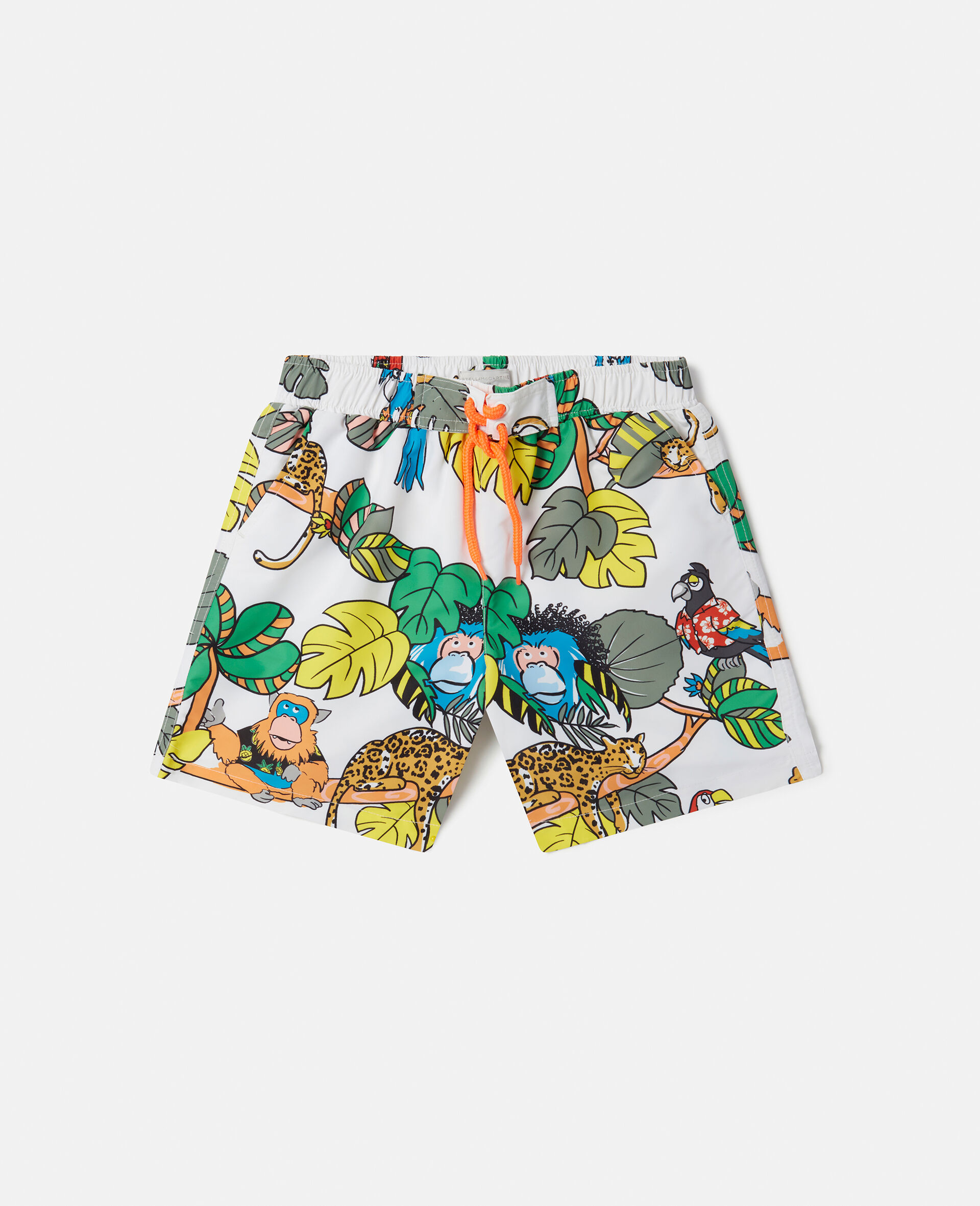 Jungle Print Swim Shorts-White-large image number 0