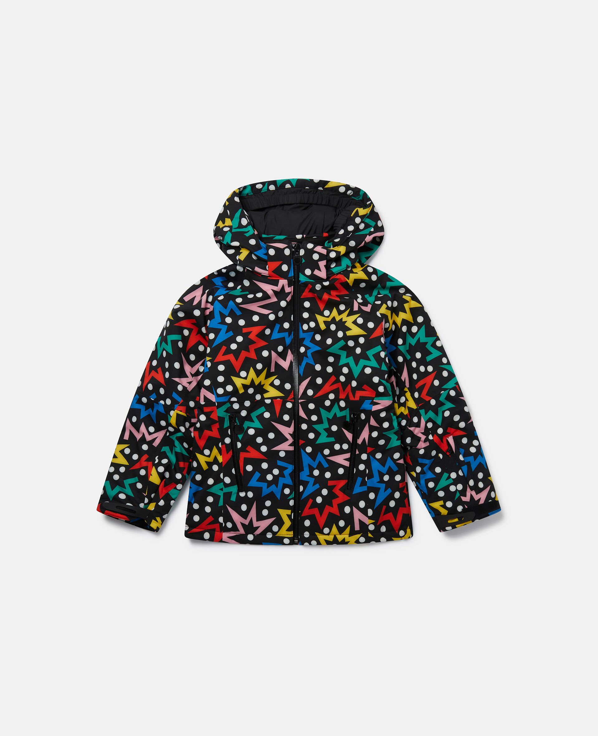 Starburst Print Hooded Puffer Coat-Multicoloured-model