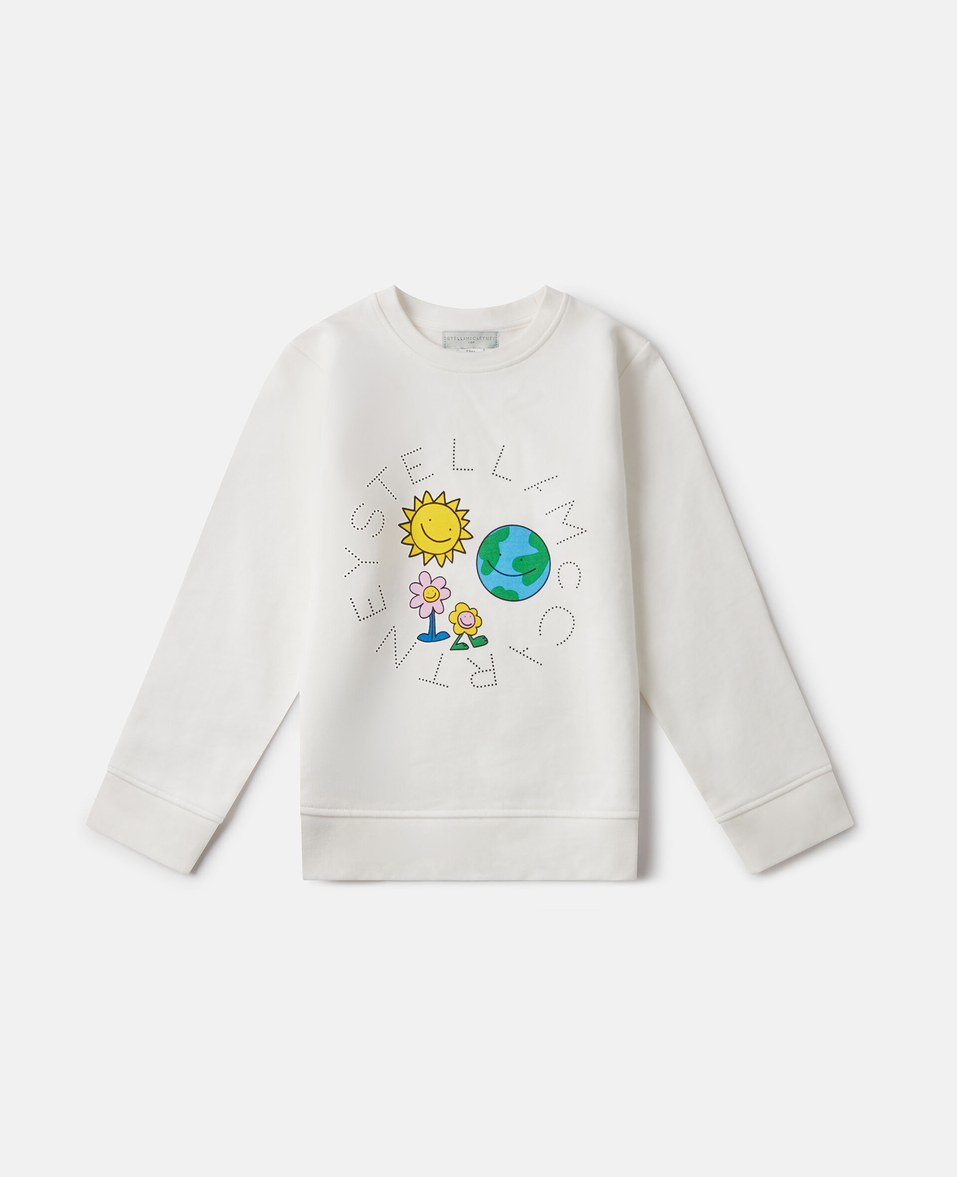 Sweatshirt mit Earth Friends Print und Rundhalsausschnitt-Weiß-medium