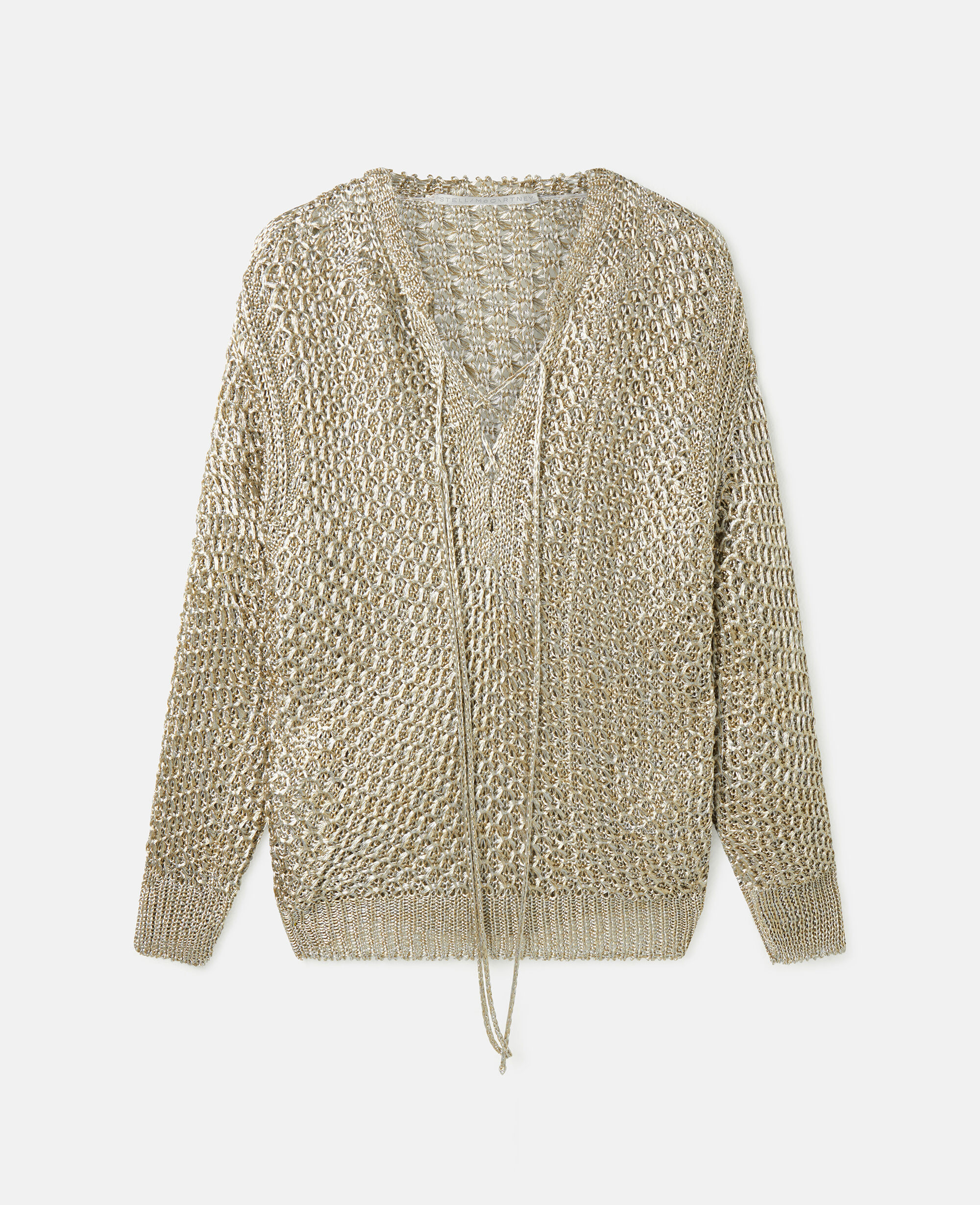 Women Metallic gold Sheer Sparkle Woven Long Sleeved Top Stella McCartney IE