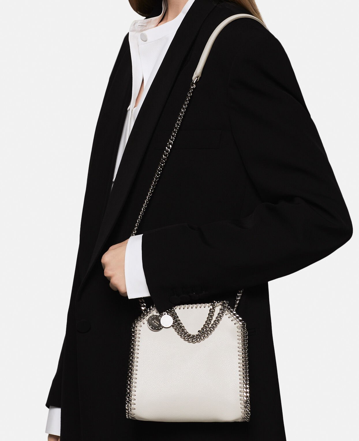 Women Magnolia white Falabella Tiny Tote Bag | Stella McCartney US
