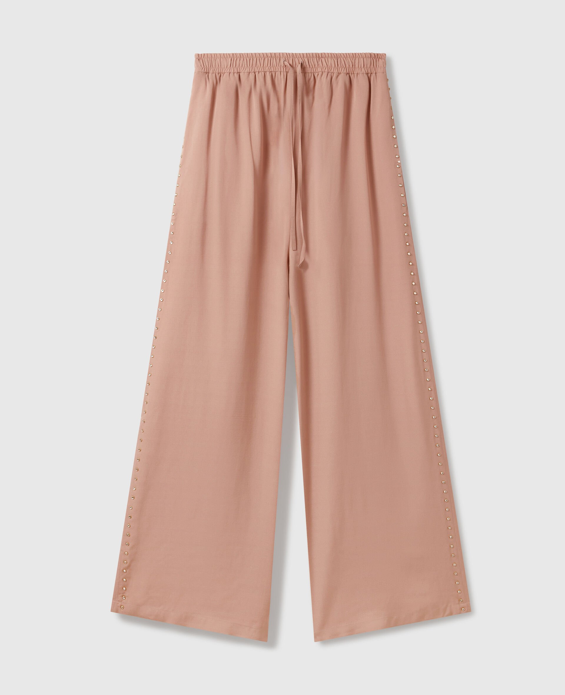 Lead-Free Crystal High-Rise Wide-Leg Pants-Pink-medium