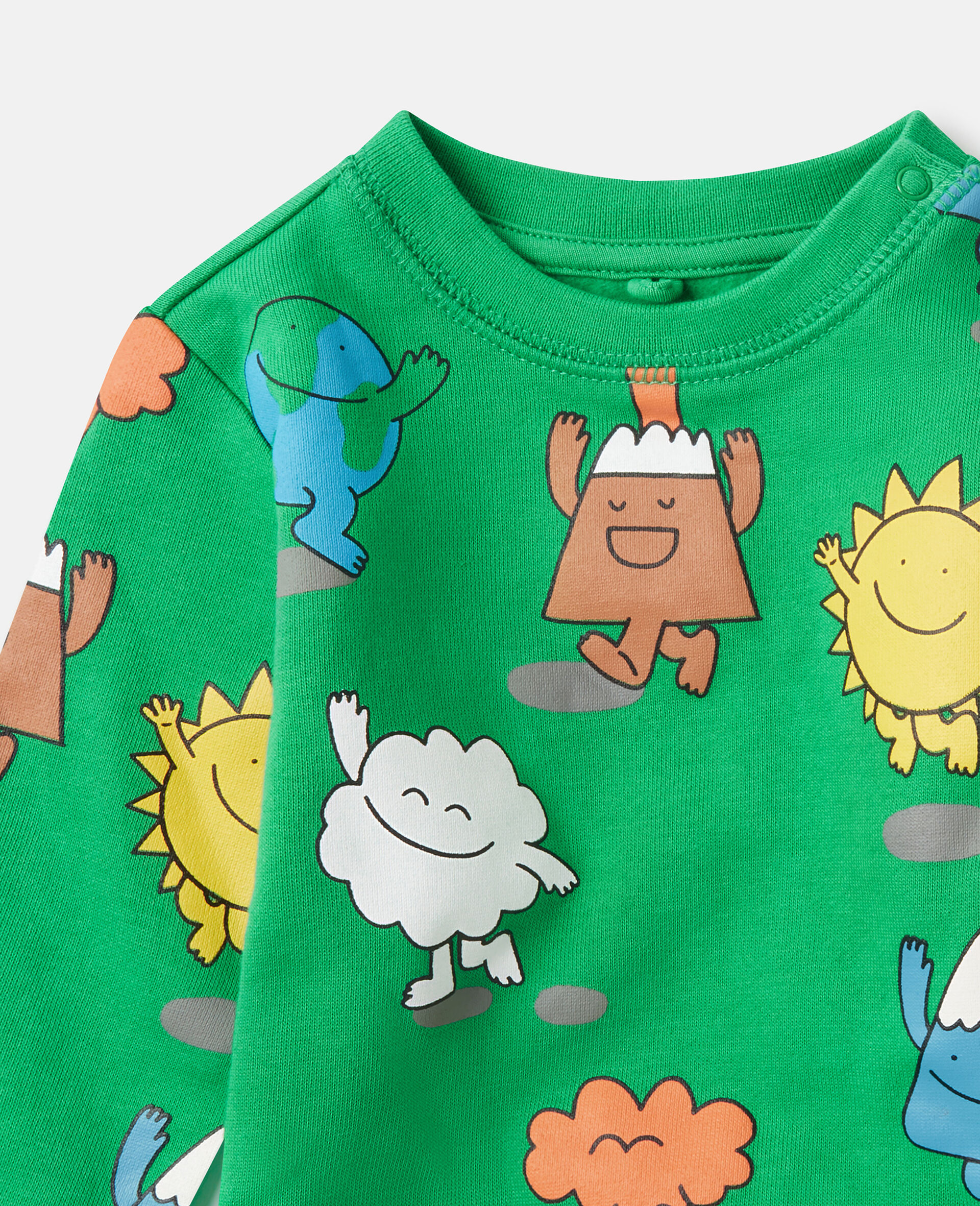 Earth Friends Print Crewneck Sweatshirt-Green-medium Earth Friends Print Crewneck Sweatshirt-Green-medium