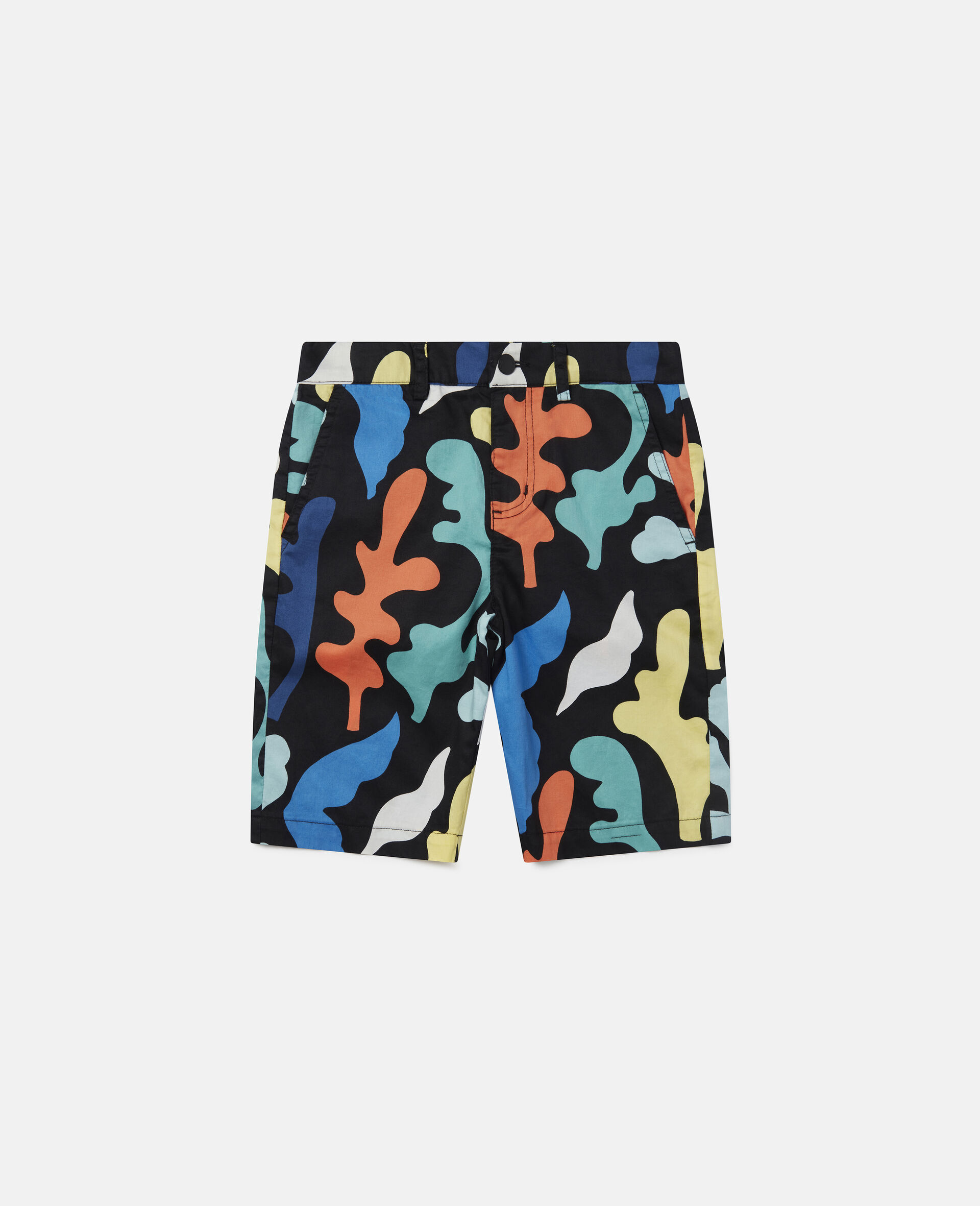 Seaweed Print Cotton Satin Shorts -Black-large