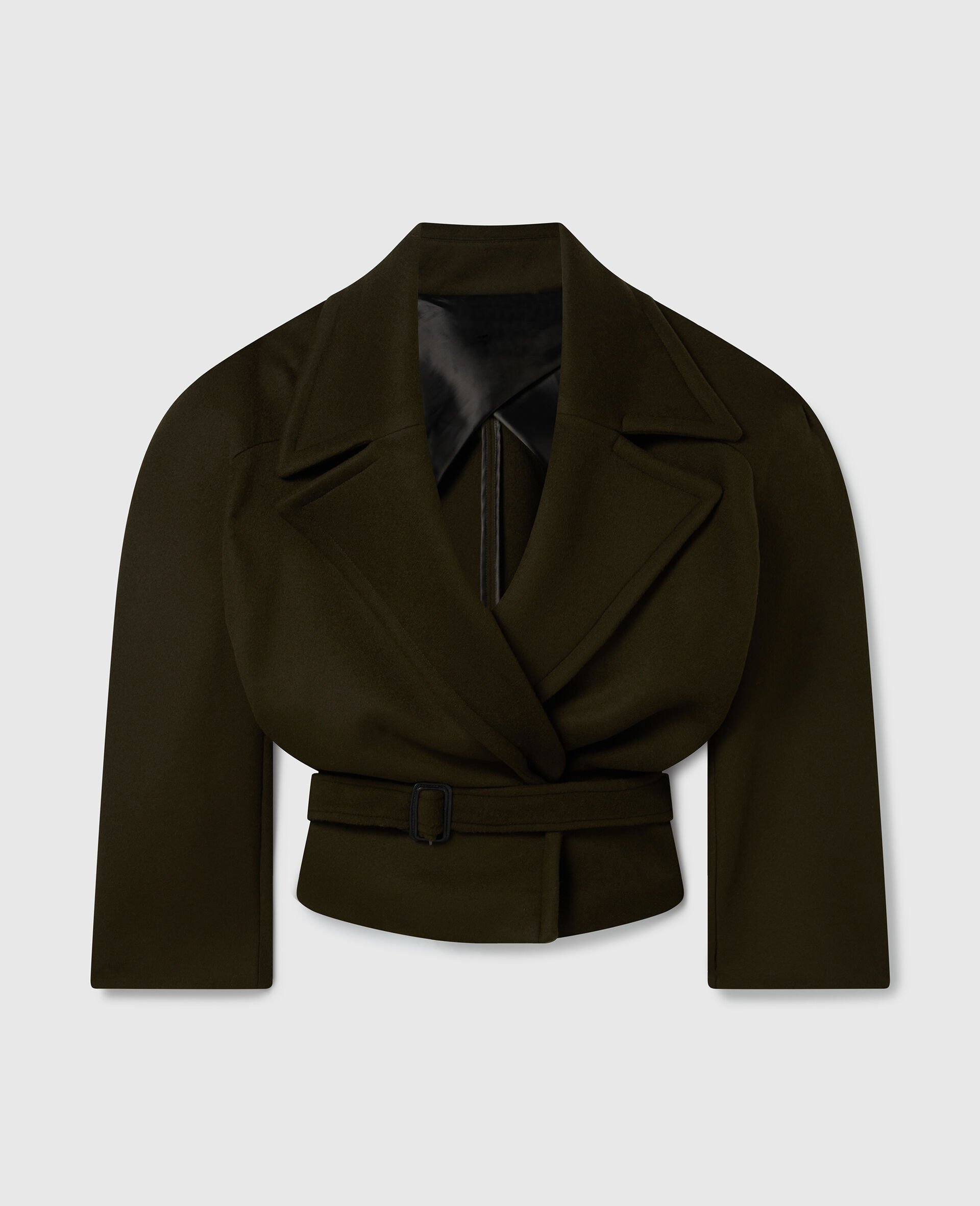 Cropped Belted Trench Jacket-グリーン-large image number 0