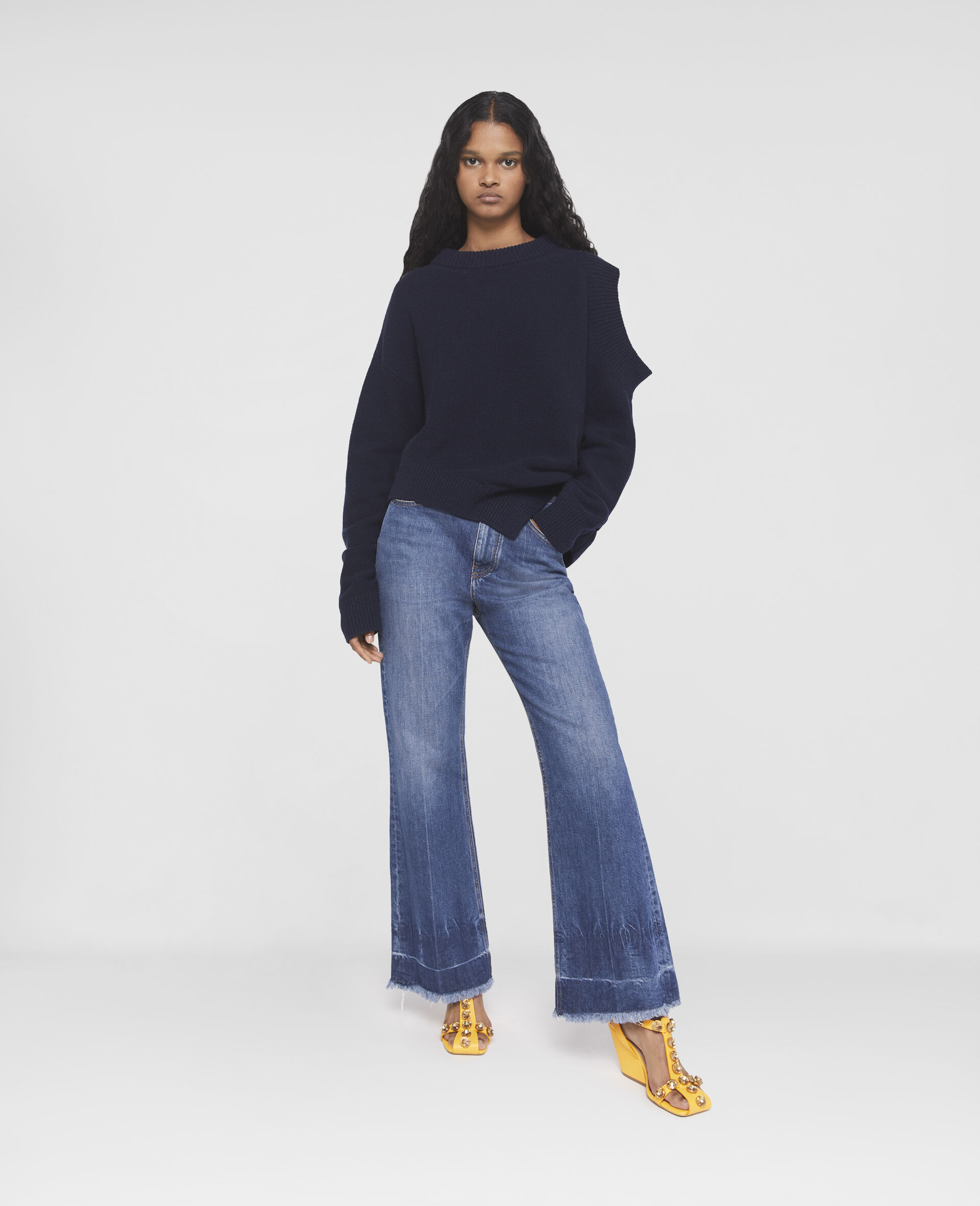 S-Wave Regenerated Cashmere Cut-Out Jumper-Blue-large image number 1