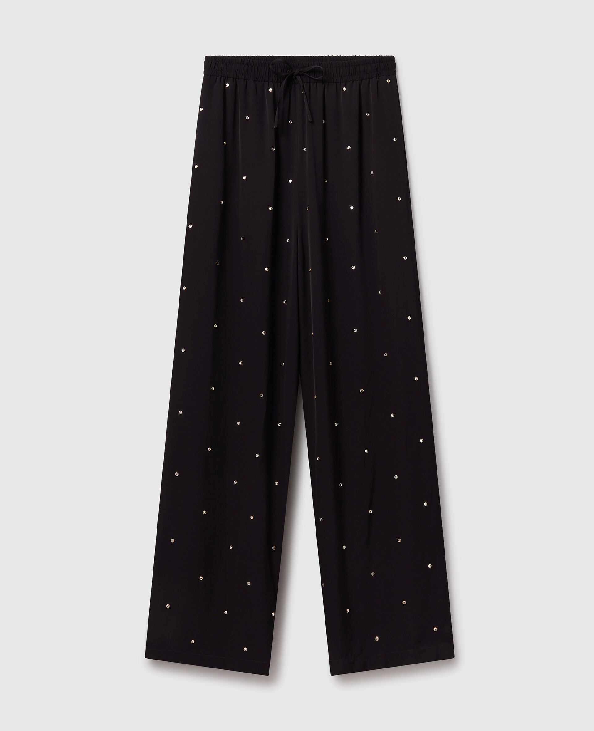 Lead-Free Crystal High-Rise Wide-Leg Trousers-Black-large image number 0