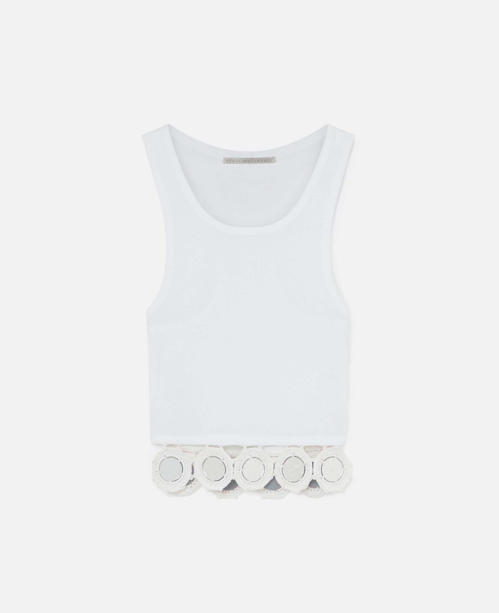 Mirror Crochet Tank Top-White-model