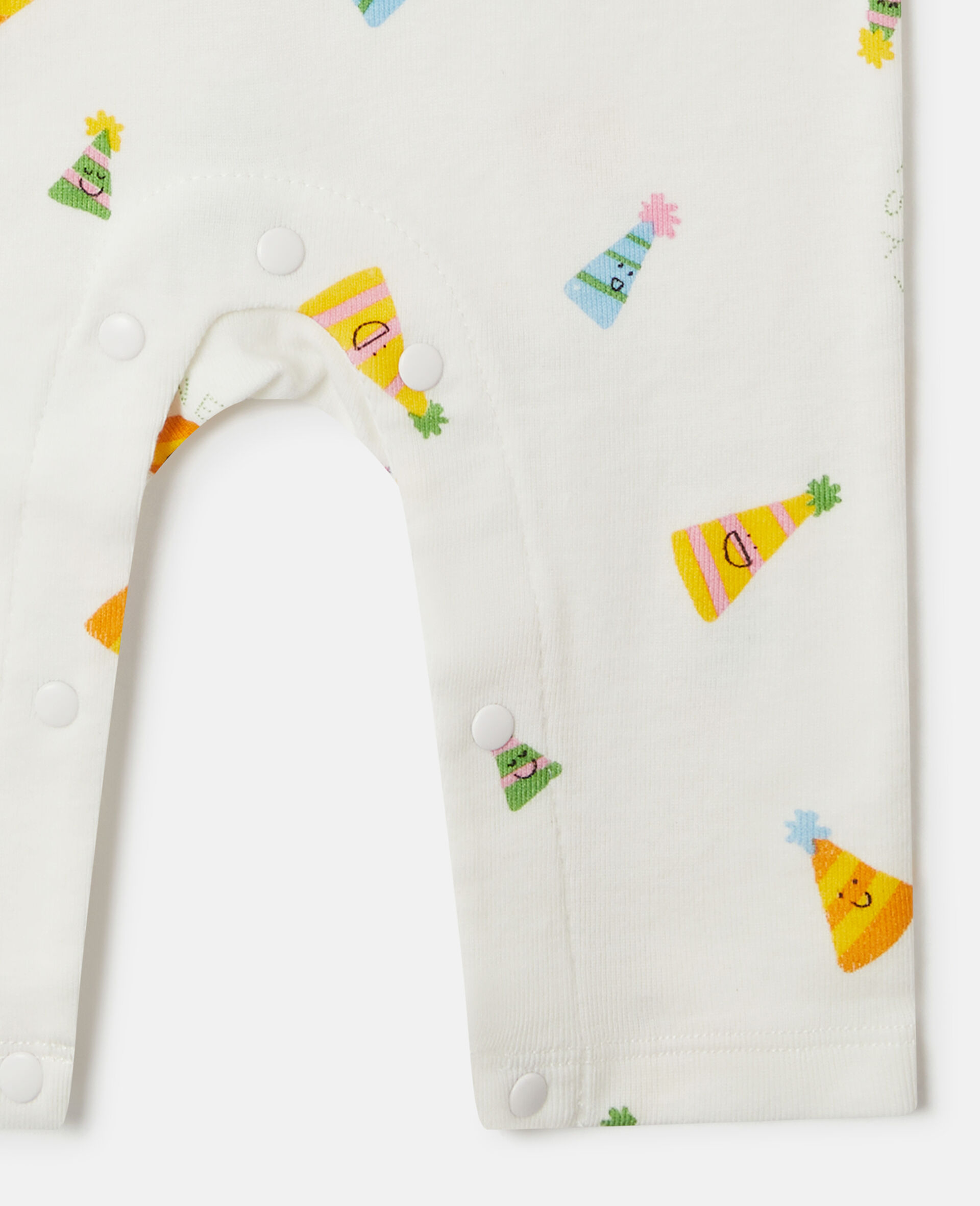 Party Hat Print Romper And All-In-One Set-White-medium