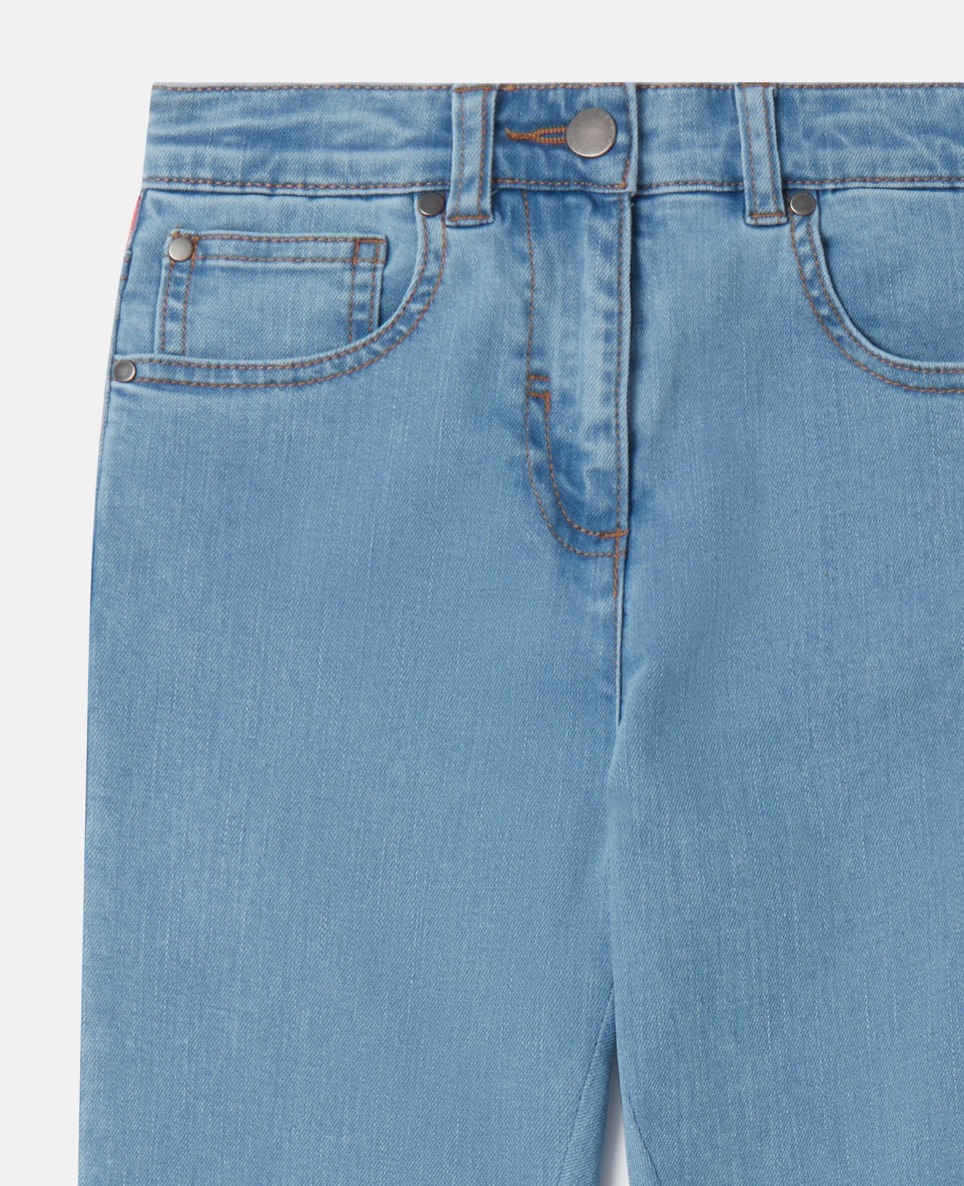 Rainbow Logo Tape Straight Leg Jeans-Blue-large image number 3