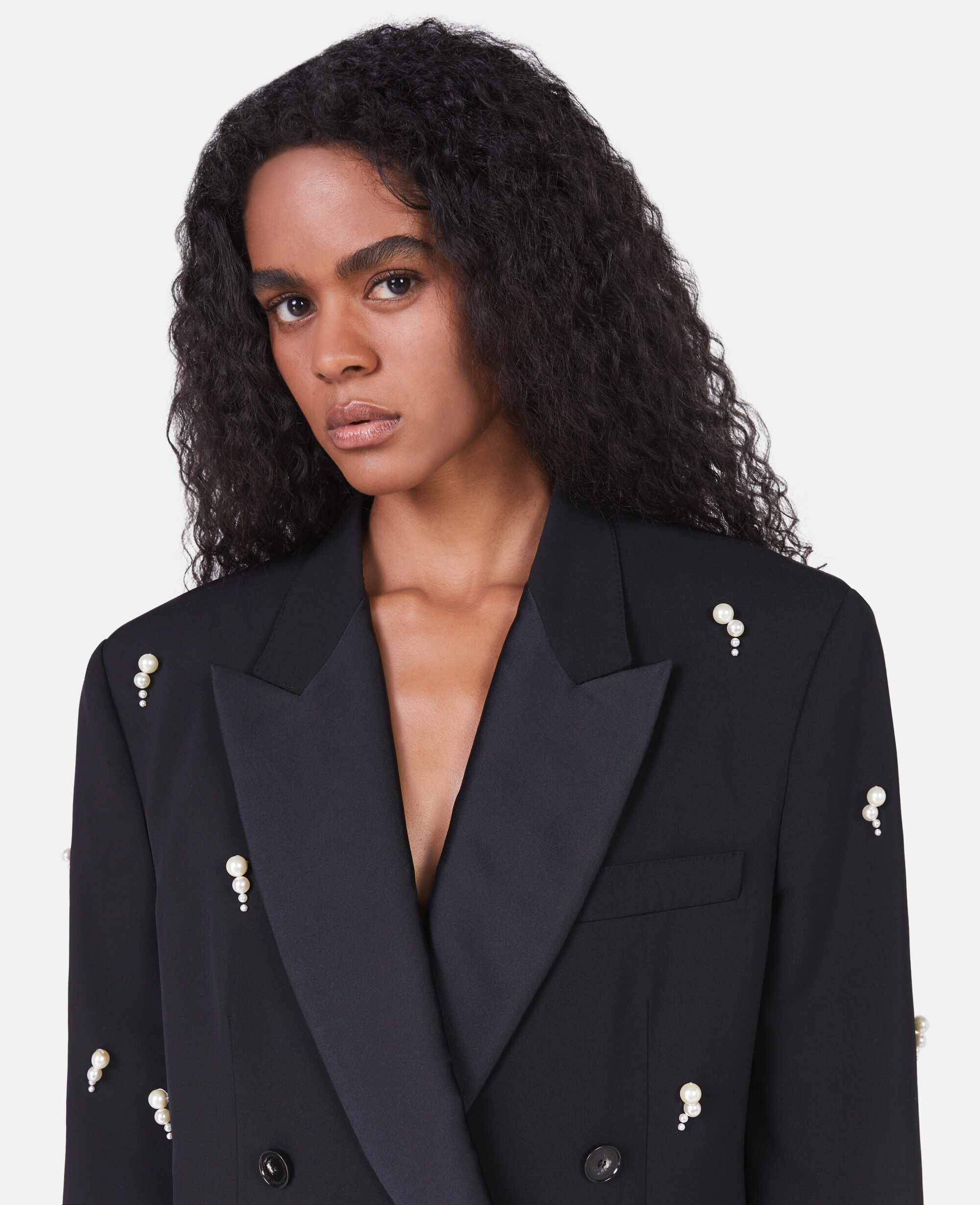 Women Black Pearl Embroidery Oversized Double-Breasted Blazer | Stella  McCartney HK