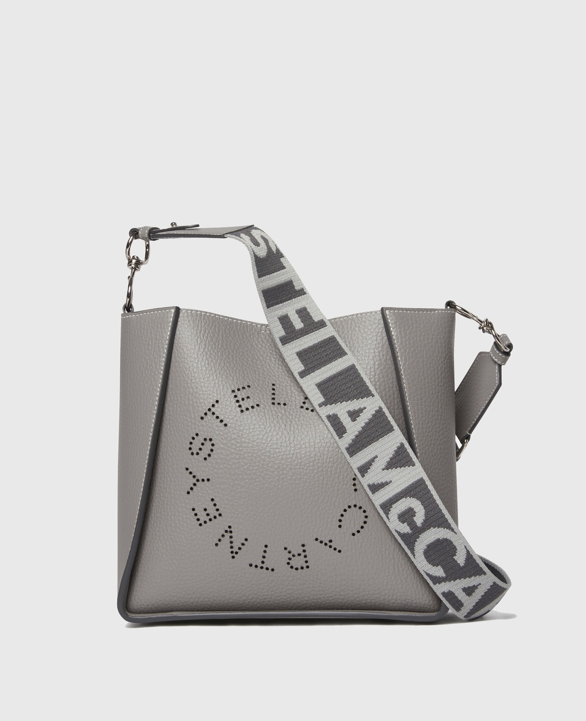 Borsa a Tracolla Quadrata con Logo-Grigio-medium