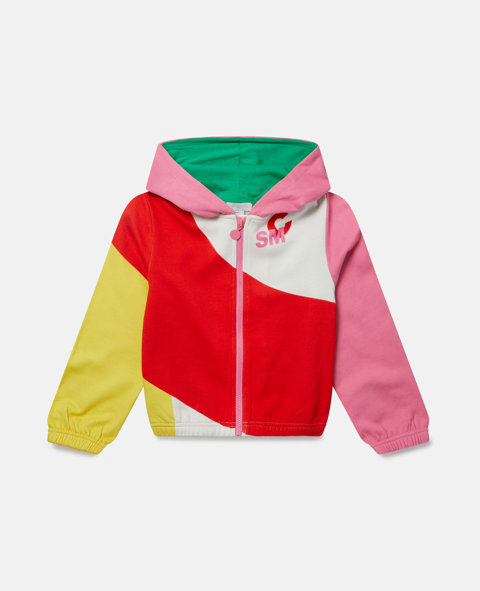 Women Multicolour Colourblock Cotton Fleece Zip‐Up Hoodie Stella