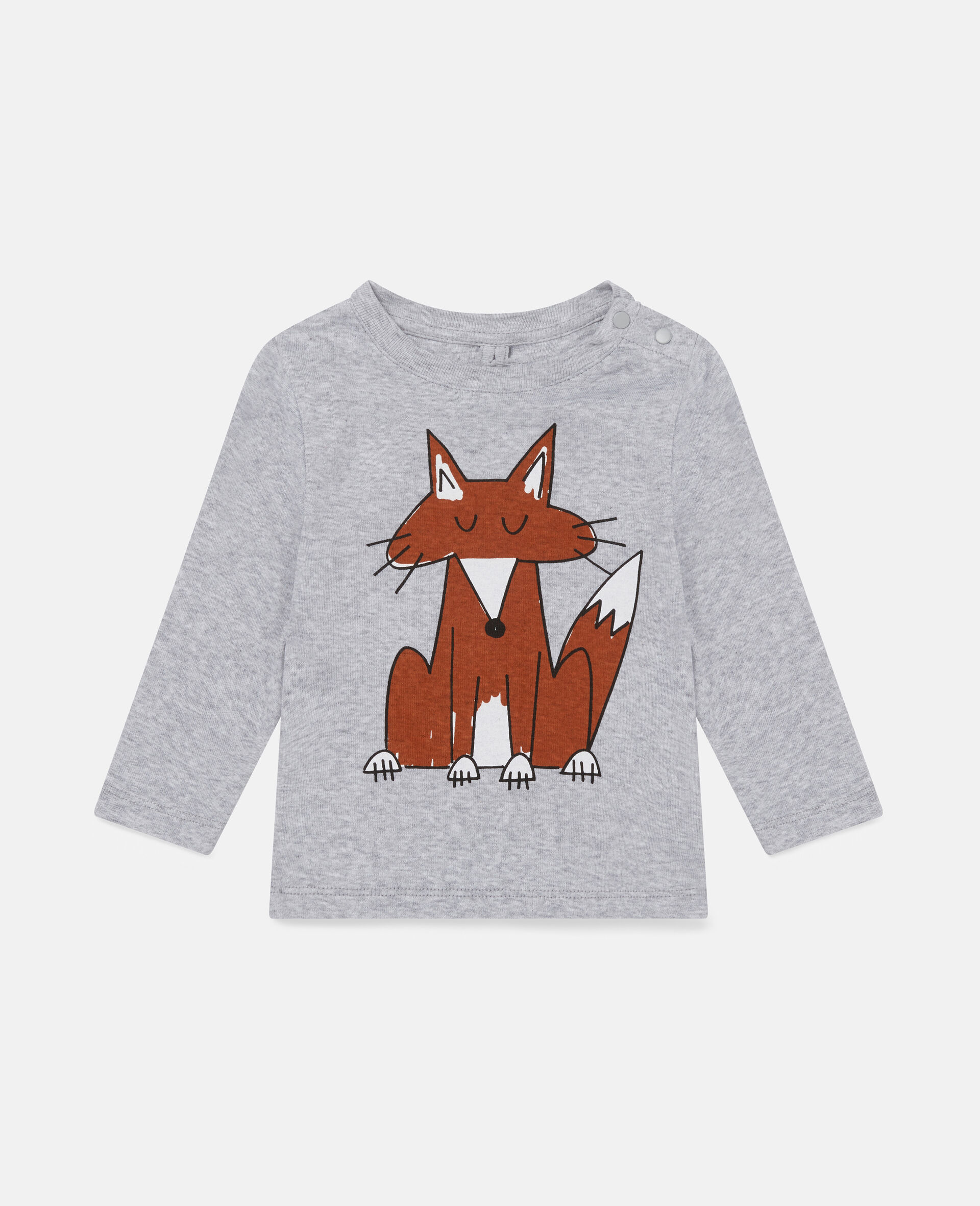 Cotton Fox Print Top-Grey-large image number 0