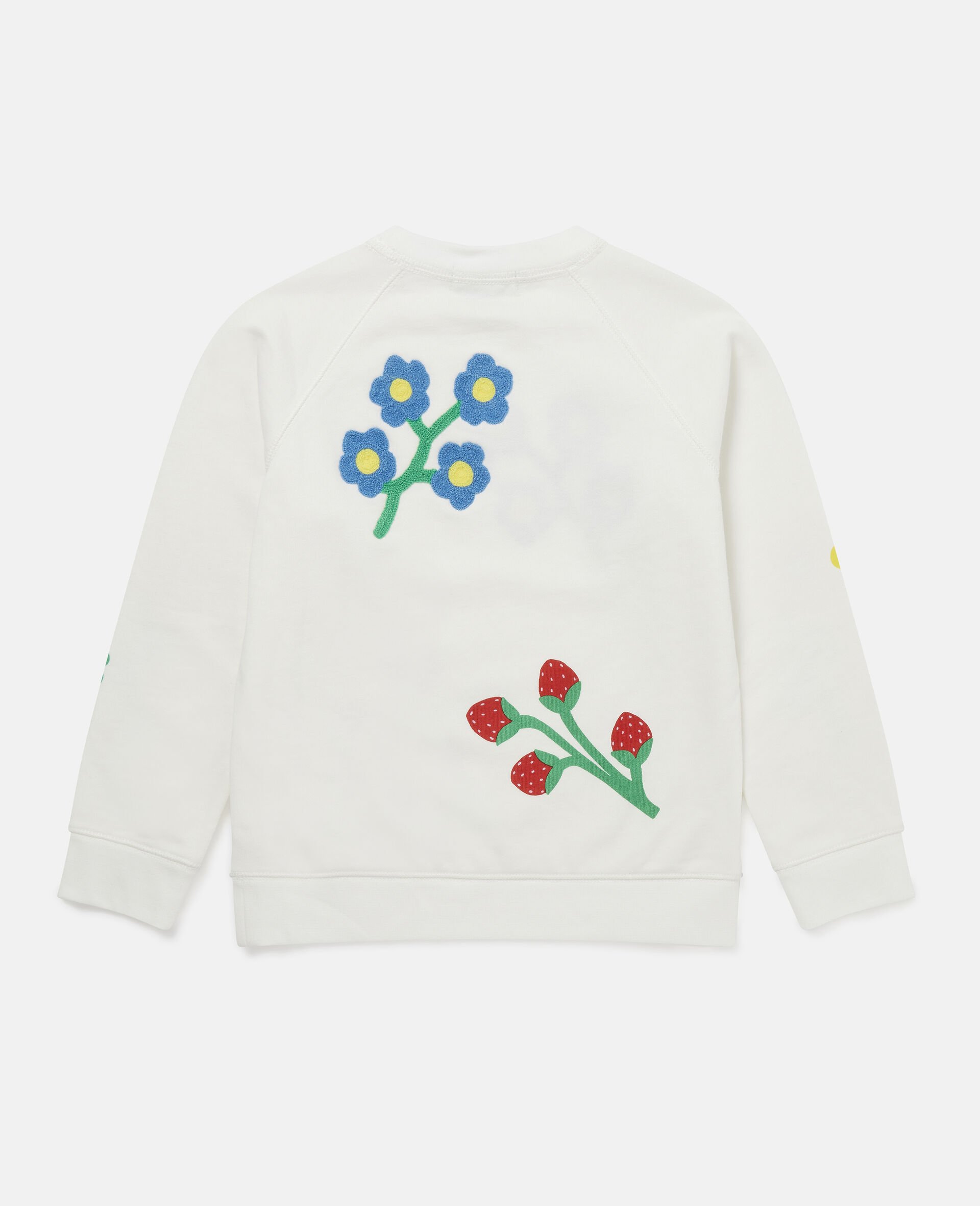 Flower Embroidered Fleece Sweatshirt-White-large image number 2