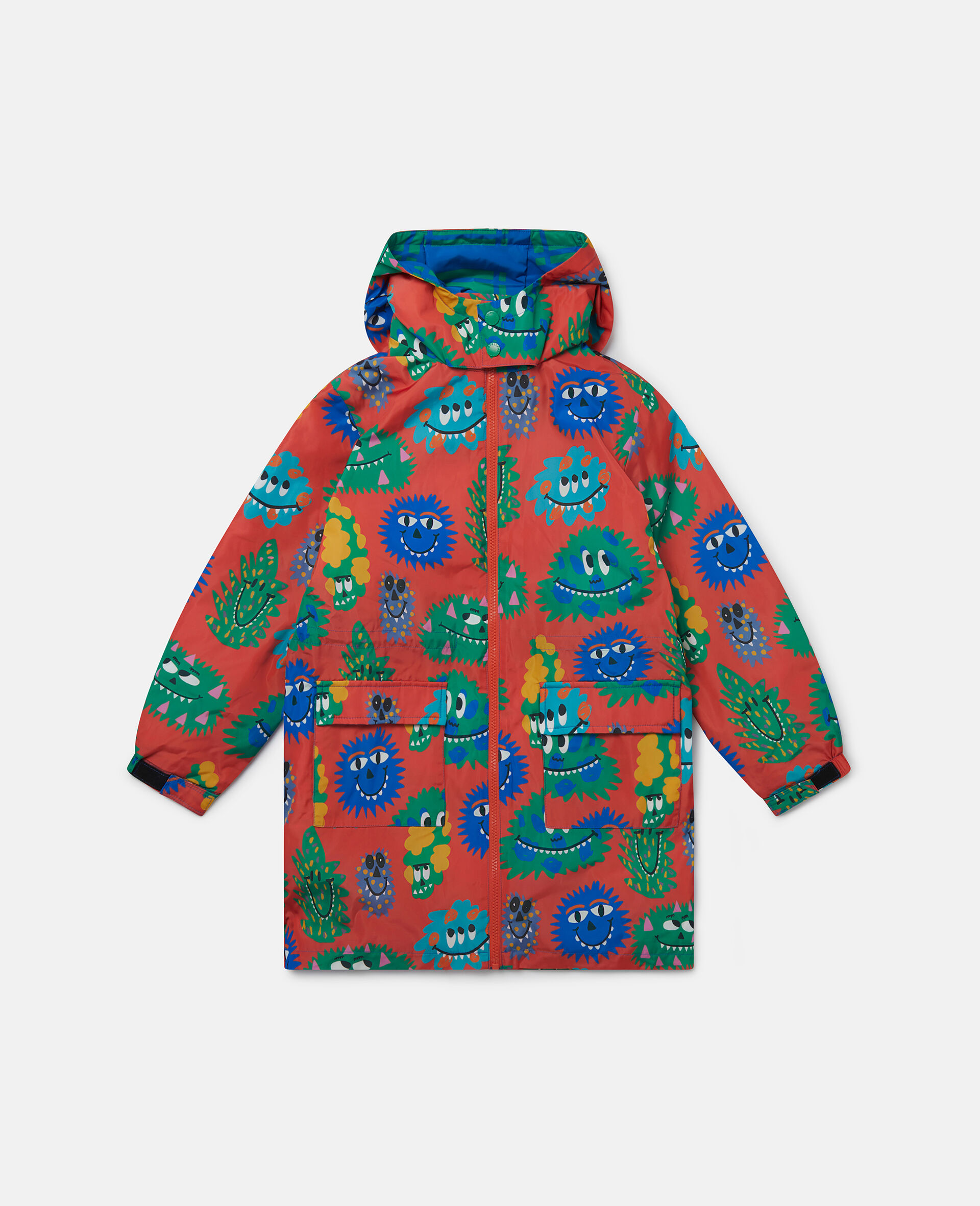 Monster Face Print Hooded Raincoat-Multicolour-large image number 0