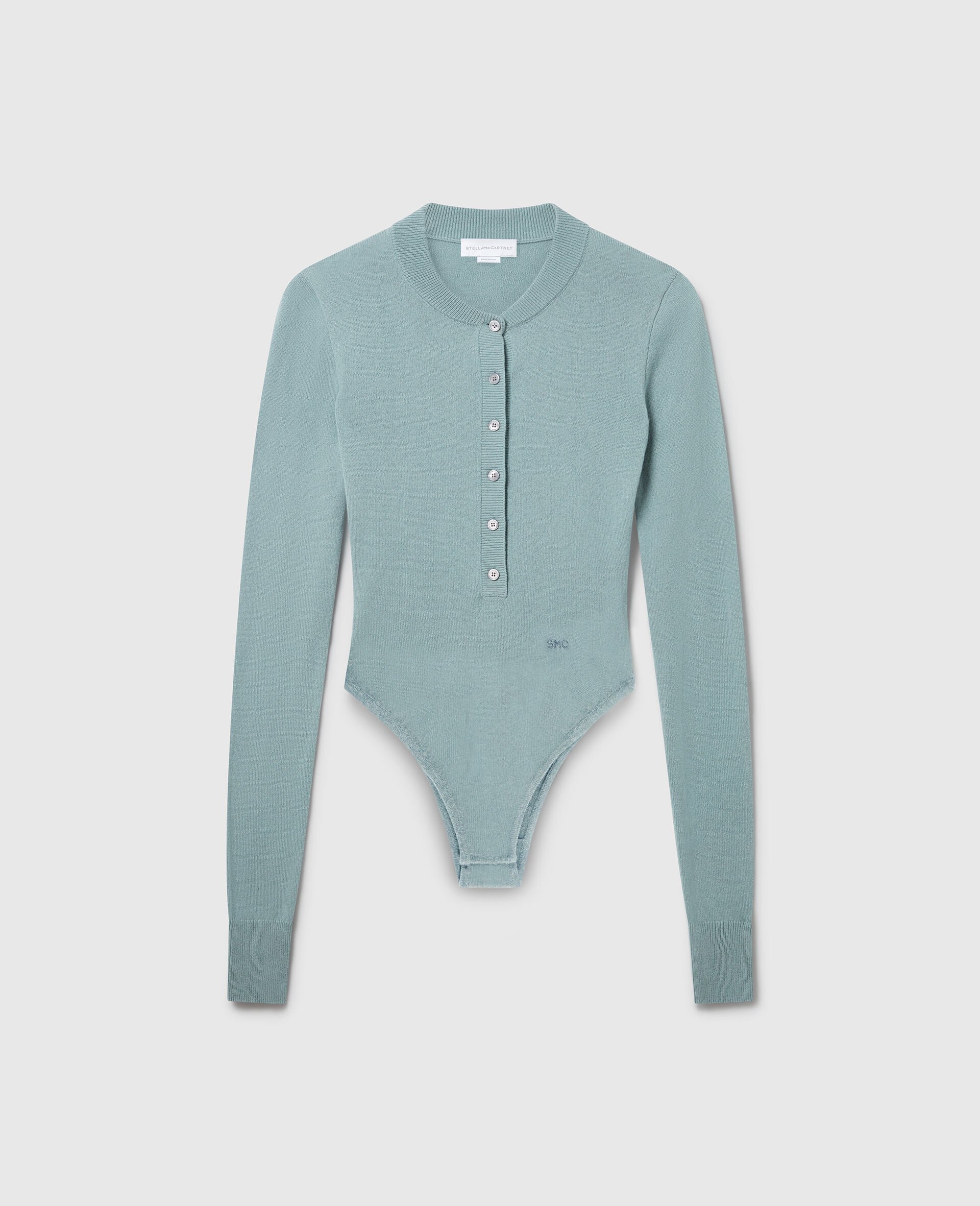 Crewneck Ribbed Long-Sleeve Bodysuit-Blue-medium