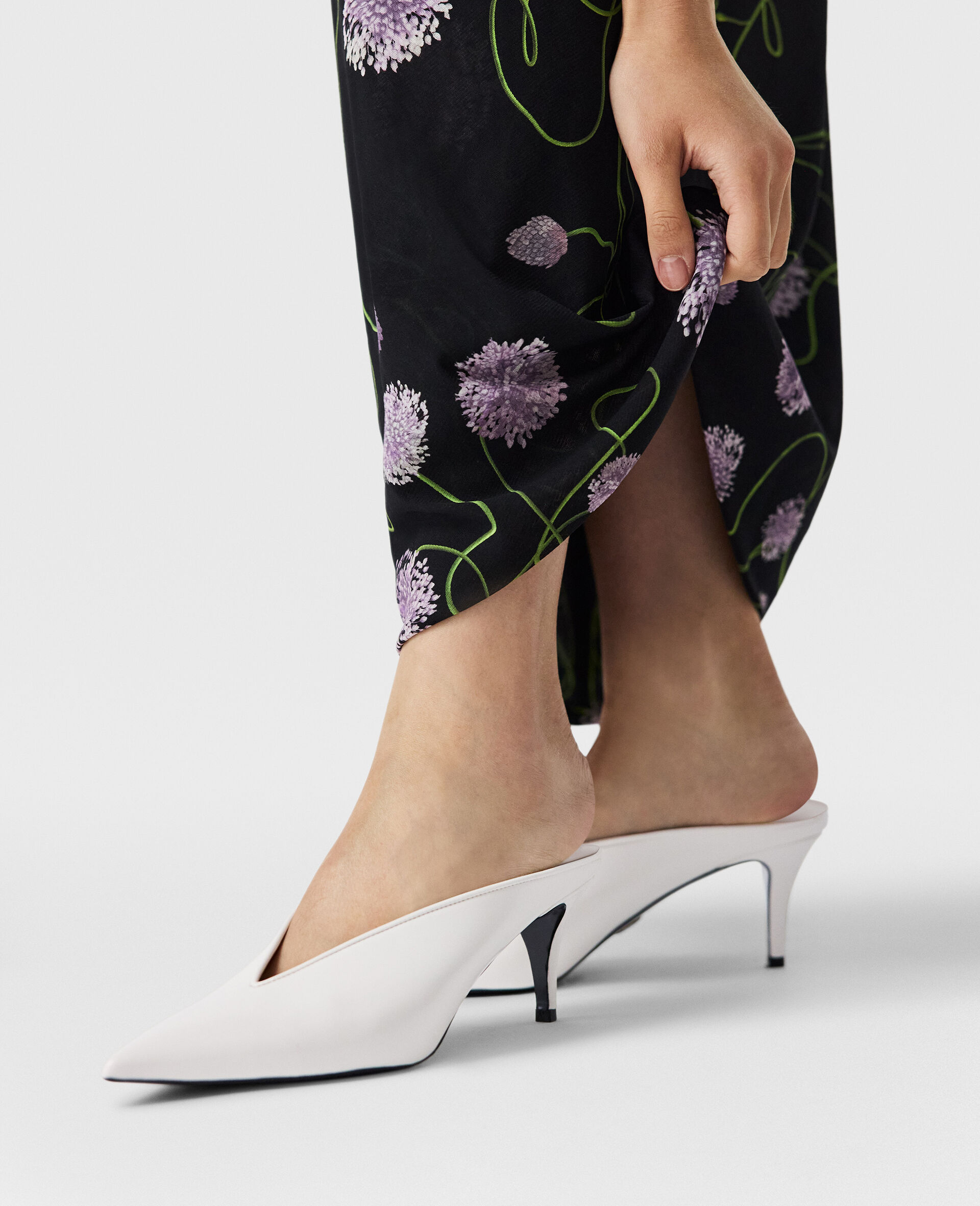 Brushed Heeled Mules-White-medium