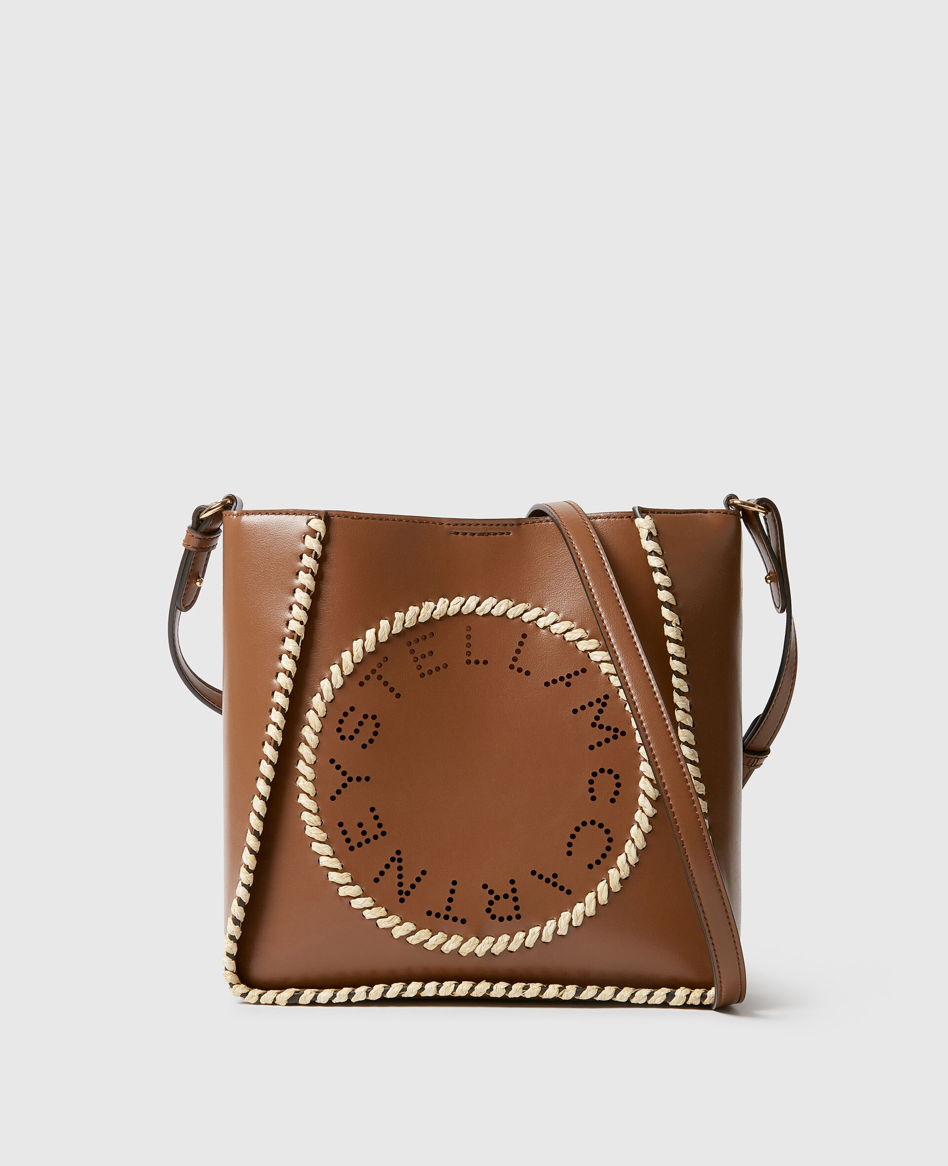 Raffia Trim Crossbody Bag-Brown-medium