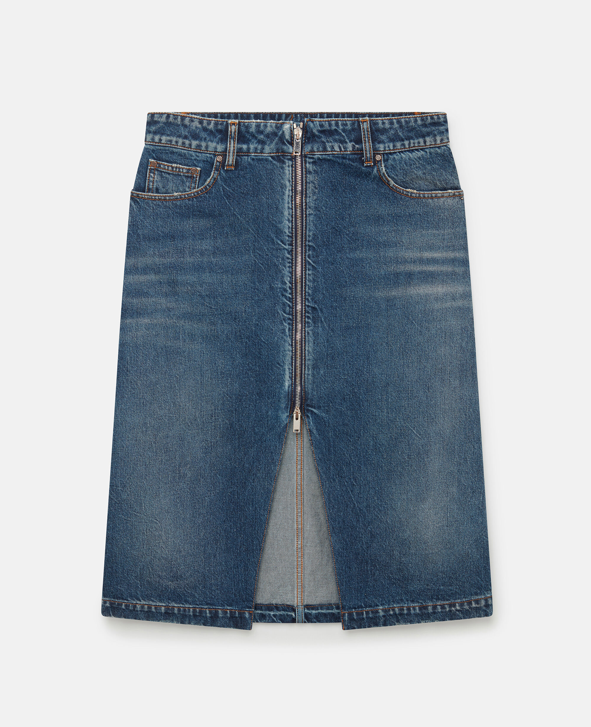 Denim skirt discount with zip front