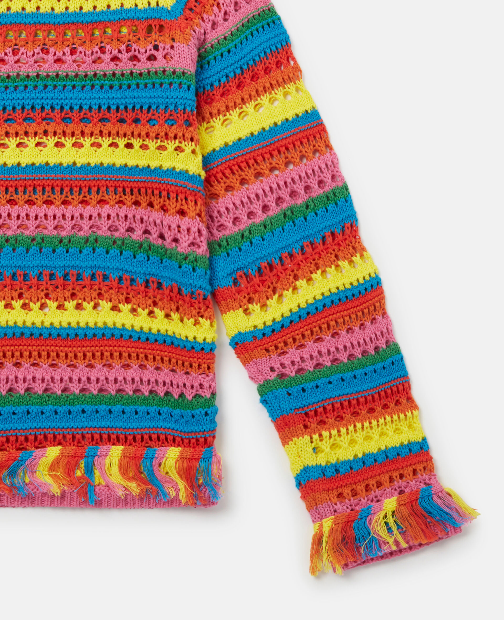 Rainbow Stripe Crochet Jumper-Multicolour-large image number 3