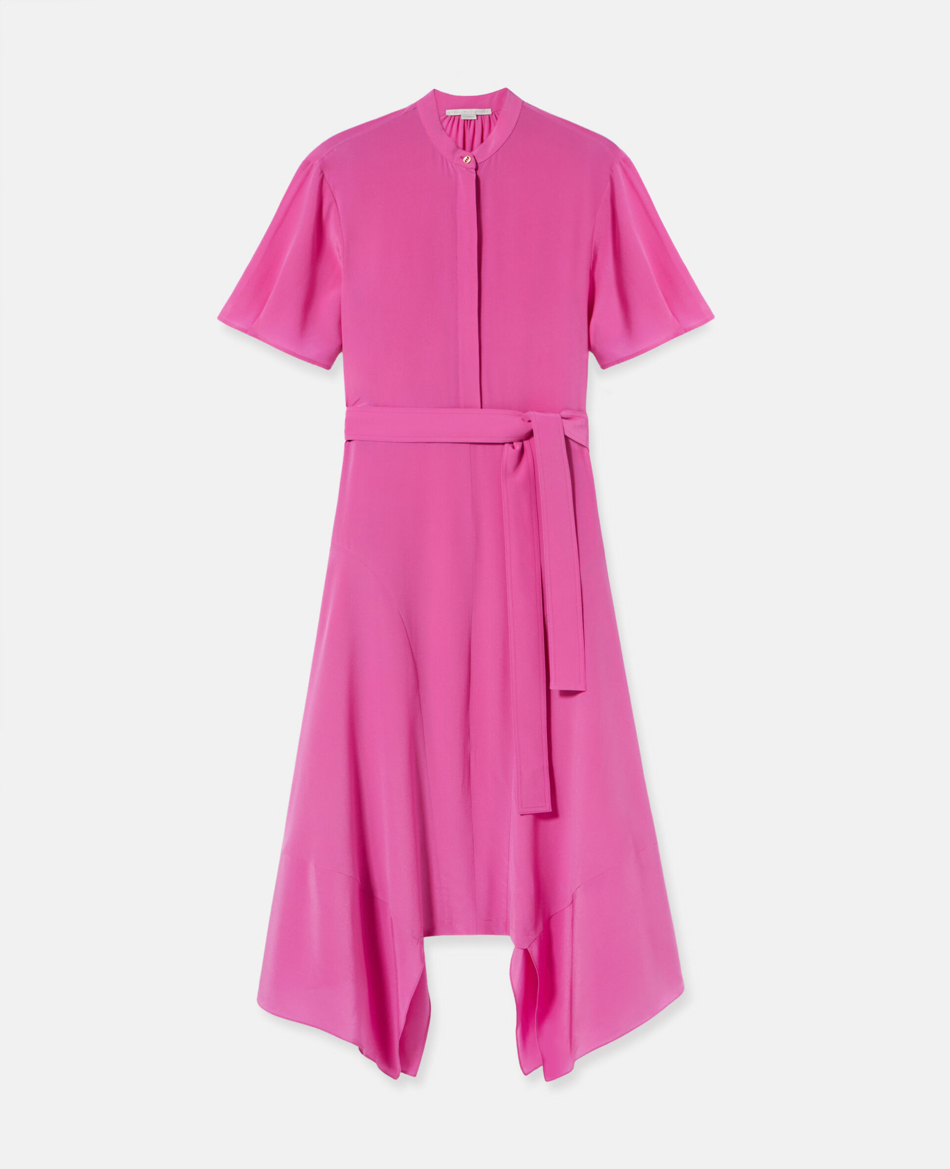 Silk Crêpe de Chine Shirt Dress-Multicolour-model
