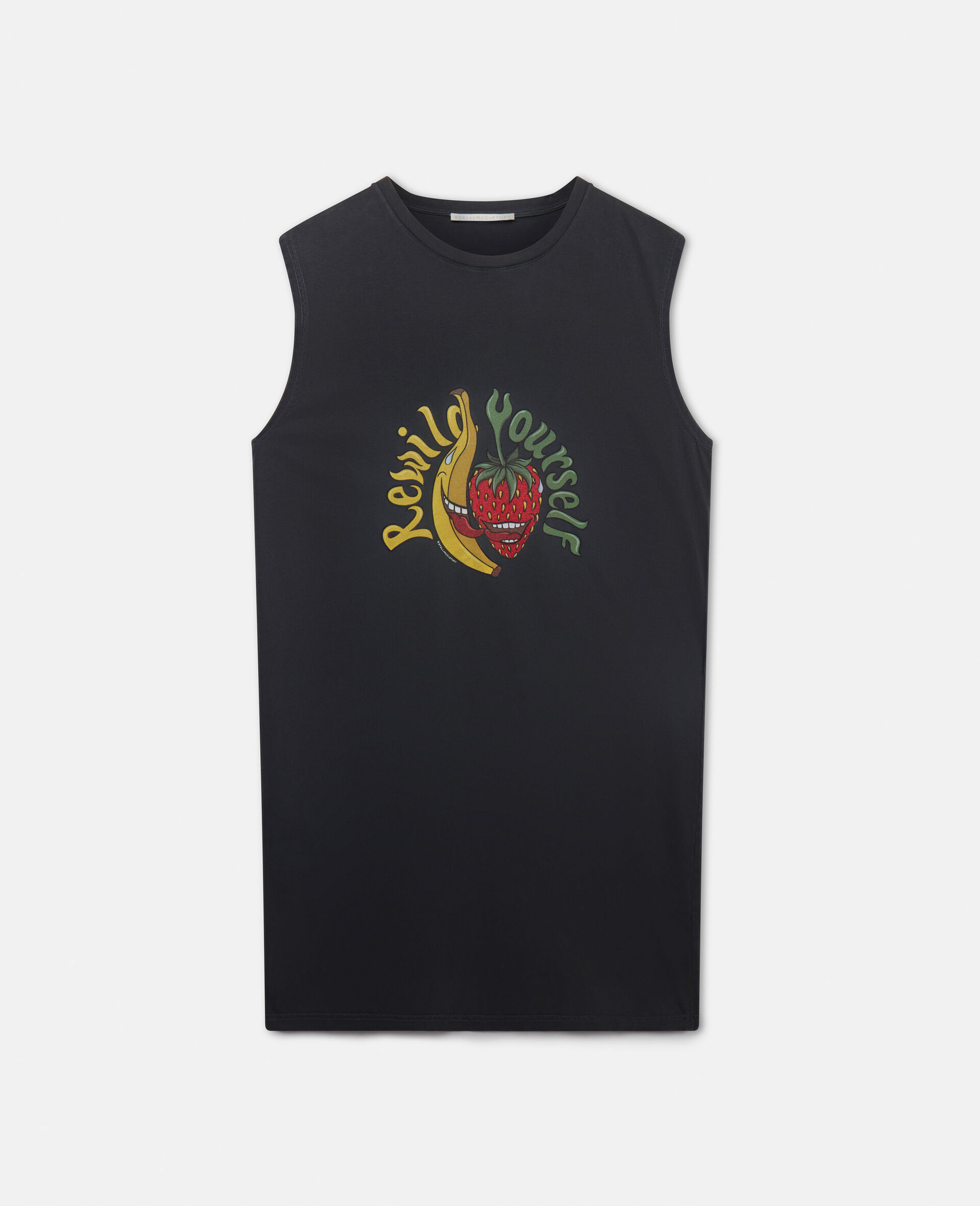 'Rewild Yourself' Fruit Print Tank Dress-Black-large image number 0