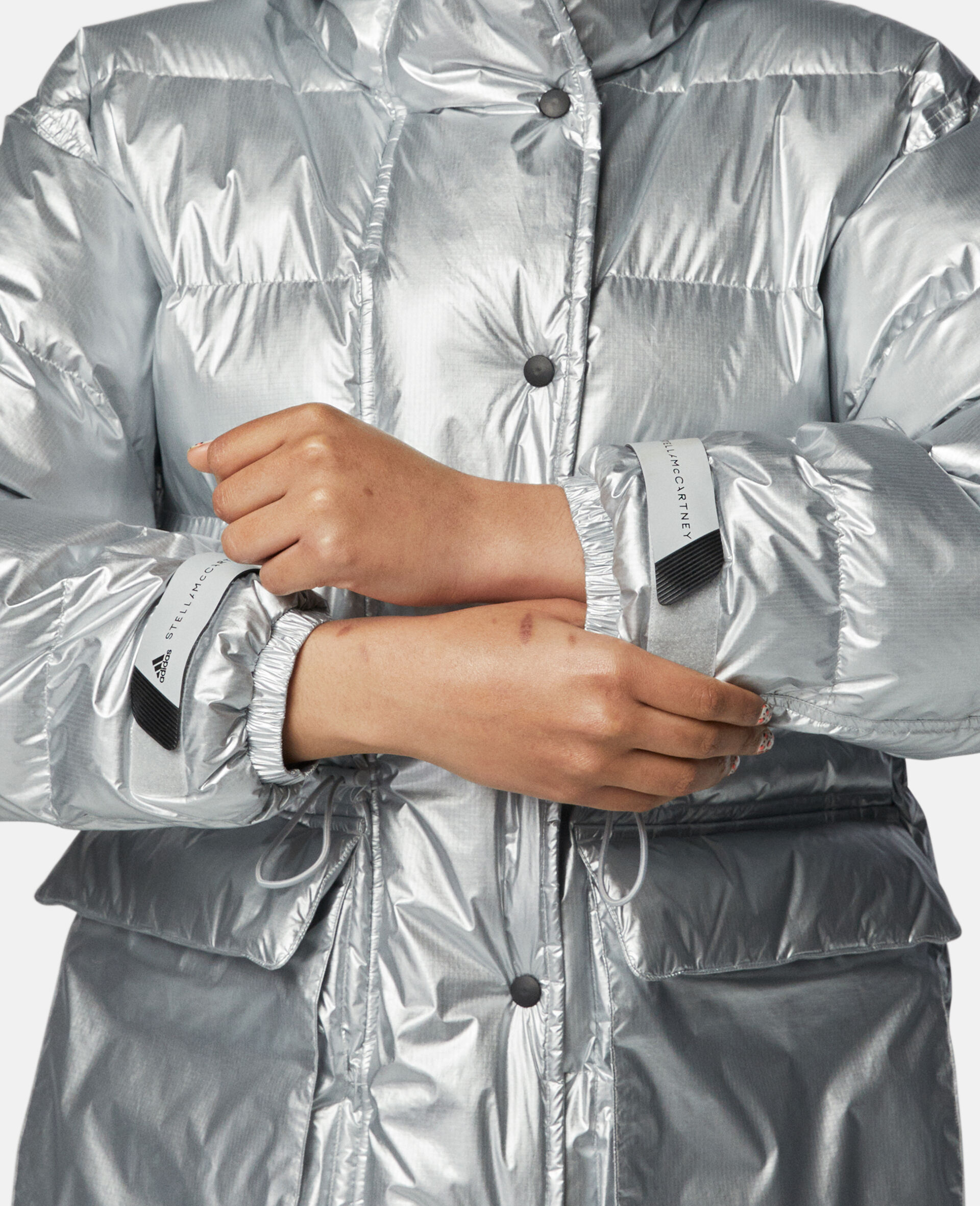 Metallic Puffer Jacket-Grey-large image number 2