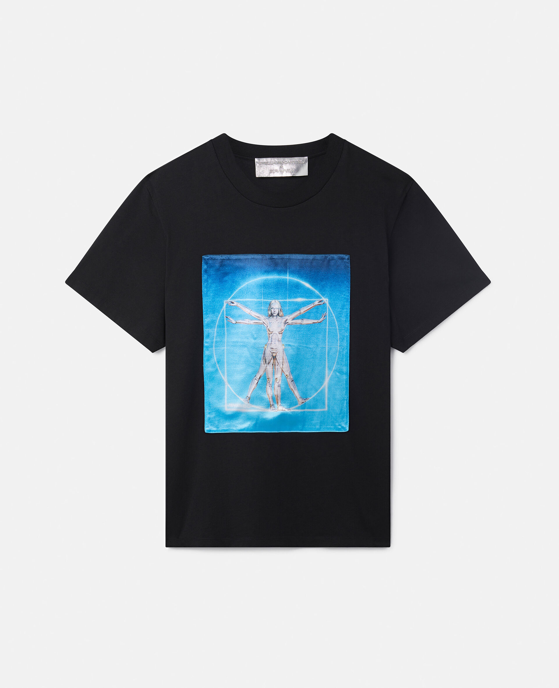 T-shirt oversize in cotone biologico con stampa Vitruvian Woman-Nero-medium