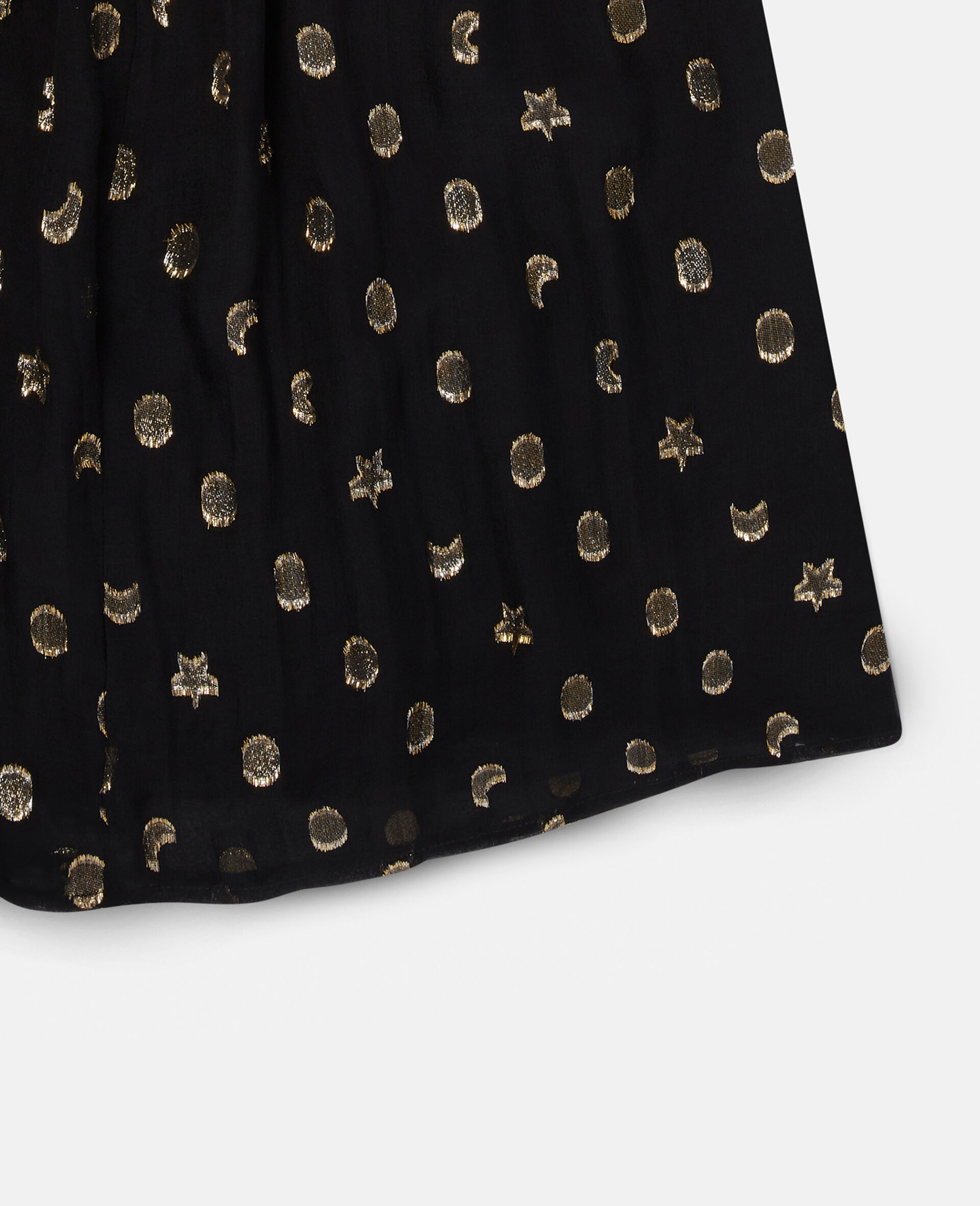 Gold Ruched Shapes Print Dress-Black-large image number 2