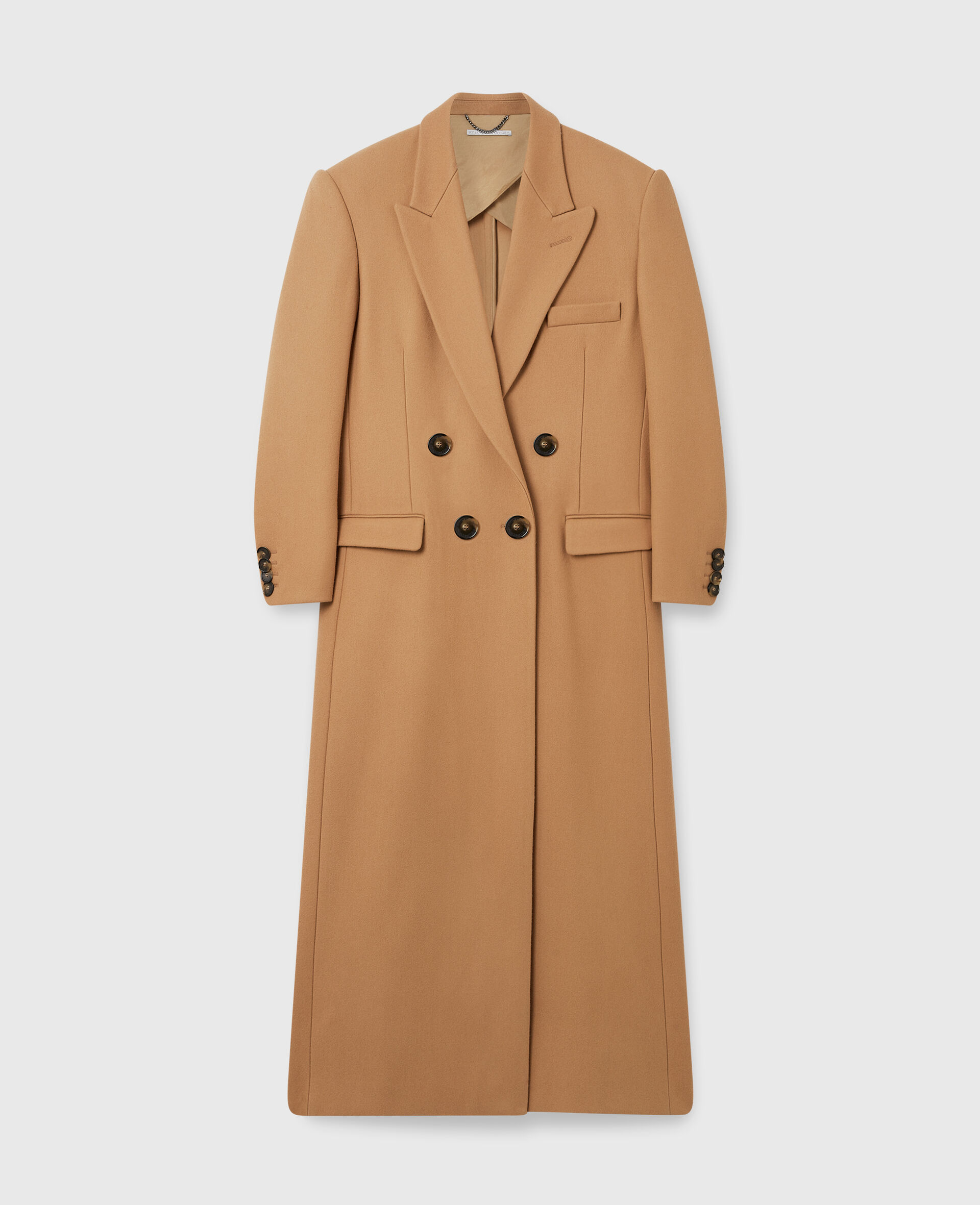 Double Breasted Longline Coat-Brown-large image number 0